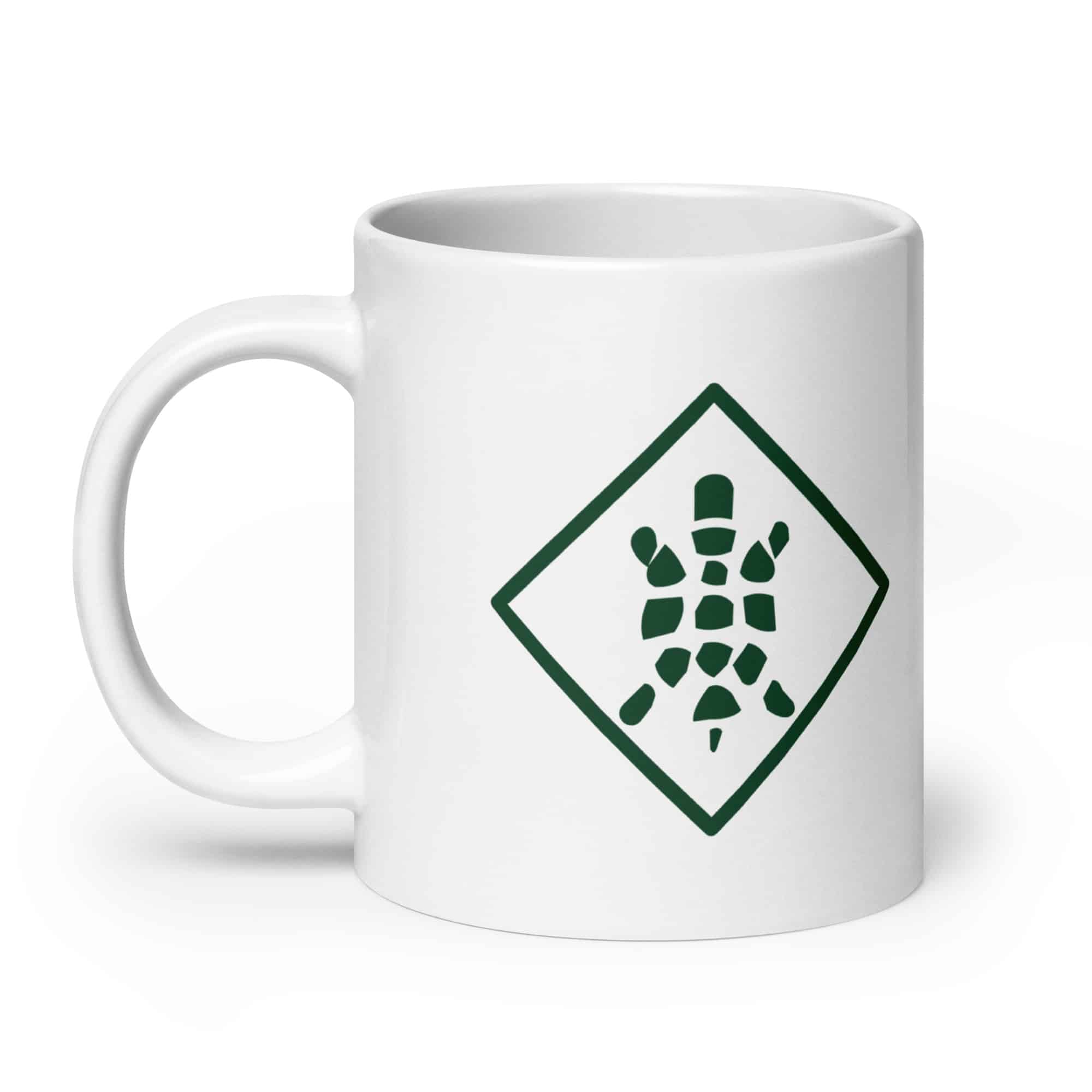 Sheltowee Trace Forest Green Turtle Diamond White Ceramic Coffee Mug