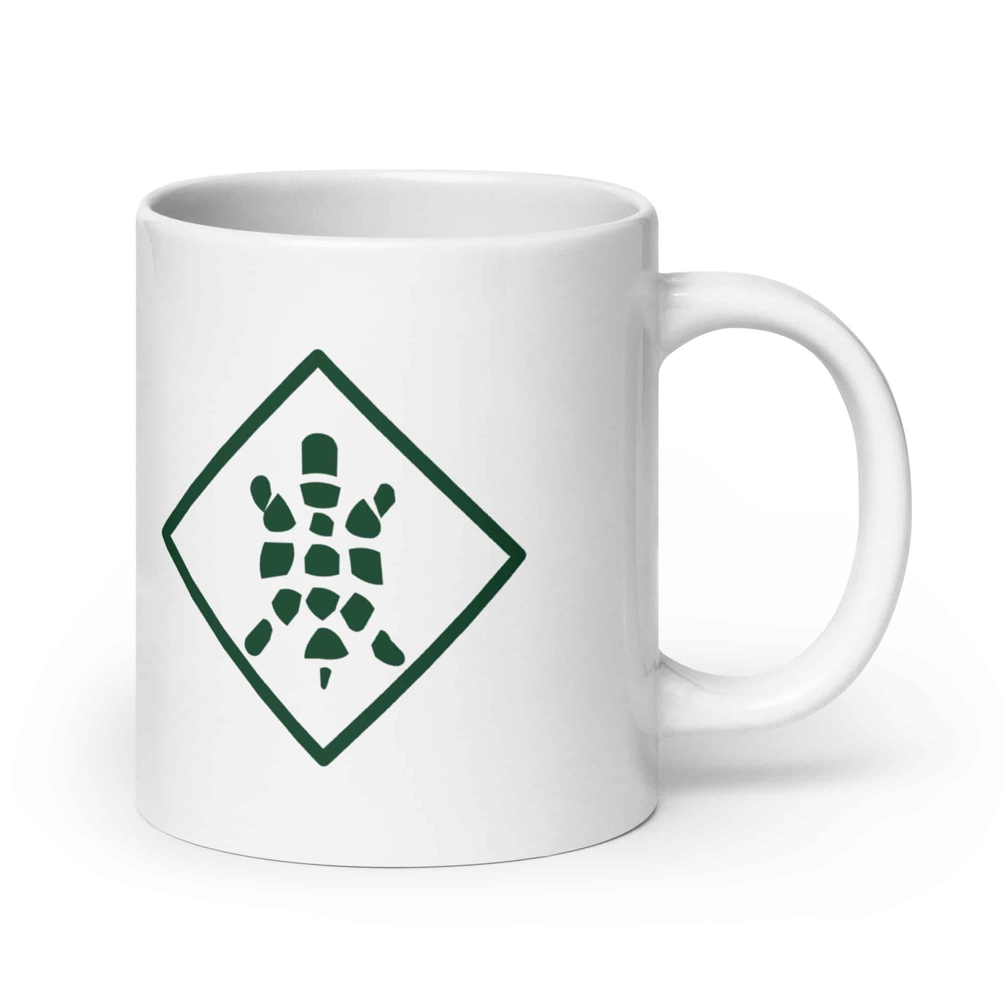Sheltowee Trace Forest Green Turtle Diamond White Ceramic Coffee Mug