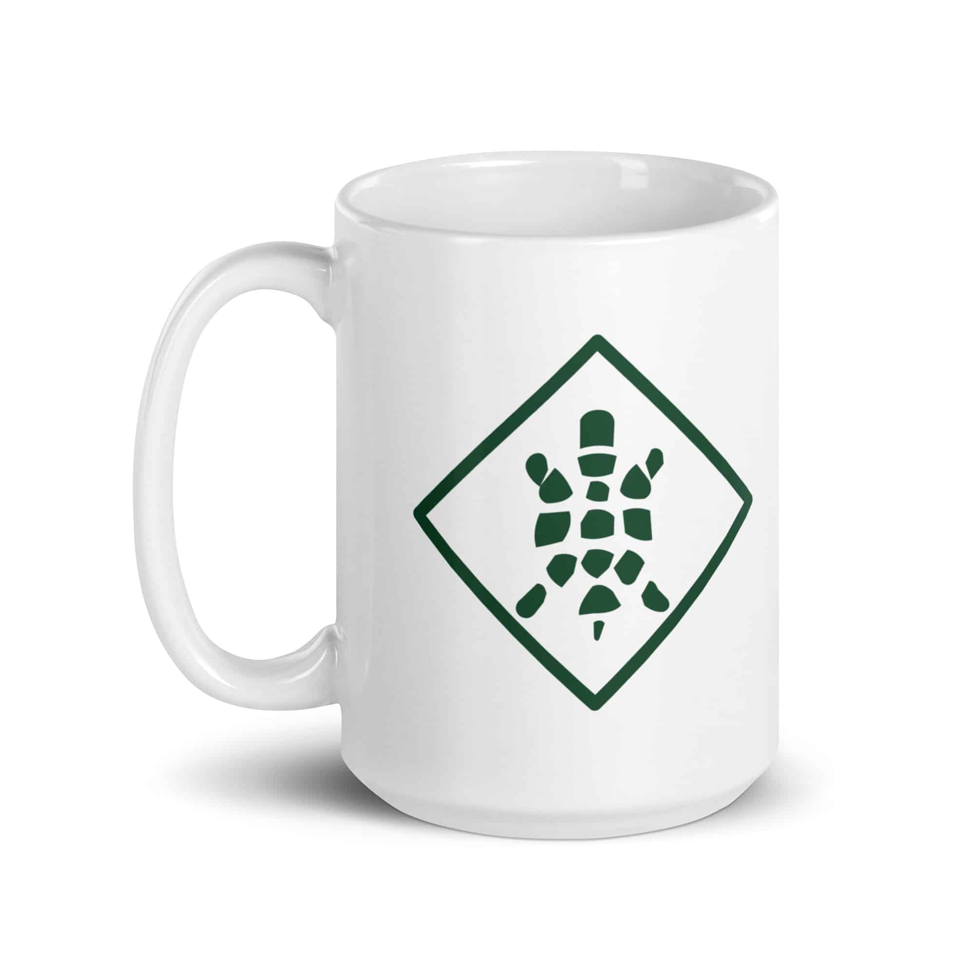Sheltowee Trace Forest Green Turtle Diamond White Ceramic Coffee Mug