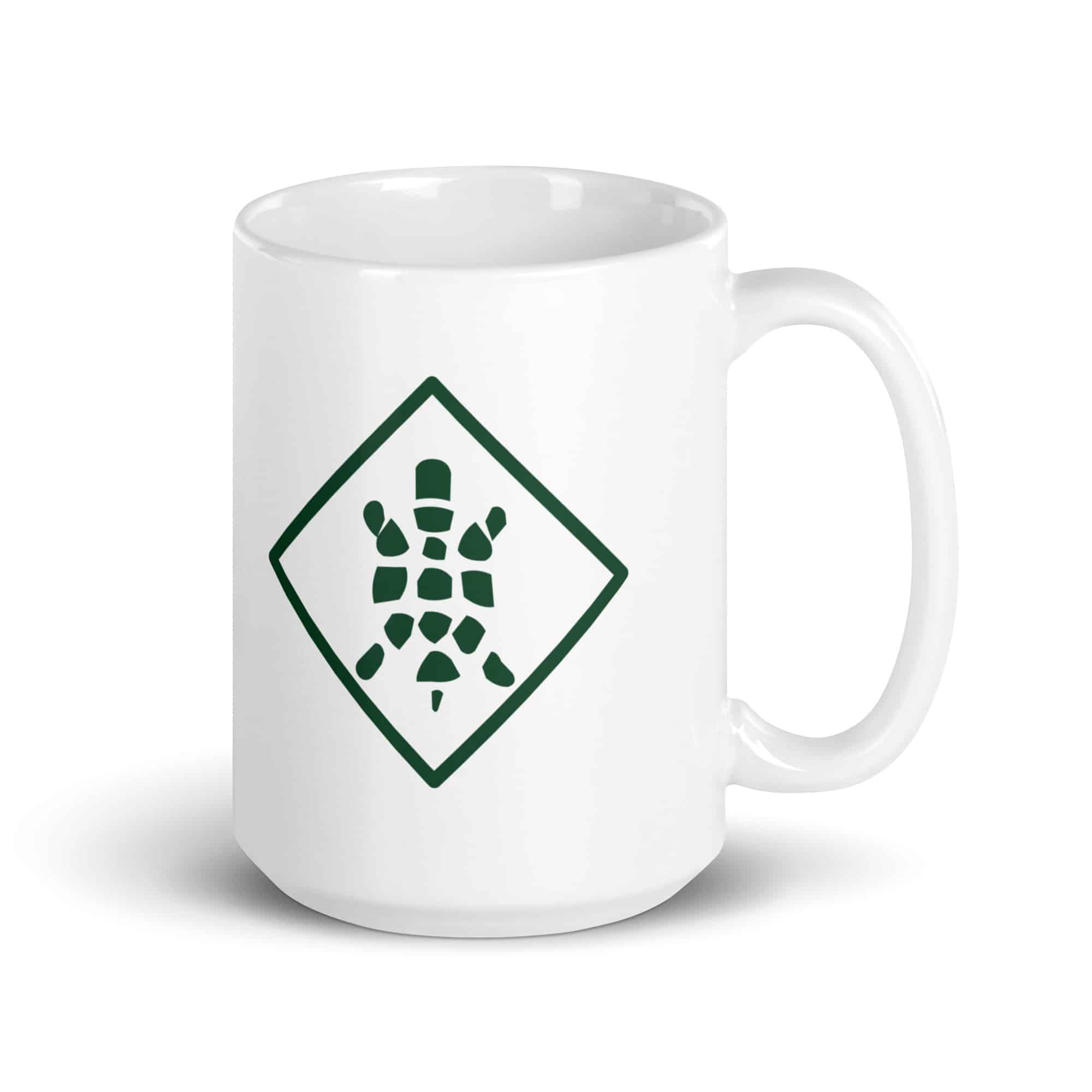 Sheltowee Trace Forest Green Turtle Diamond White Ceramic Coffee Mug