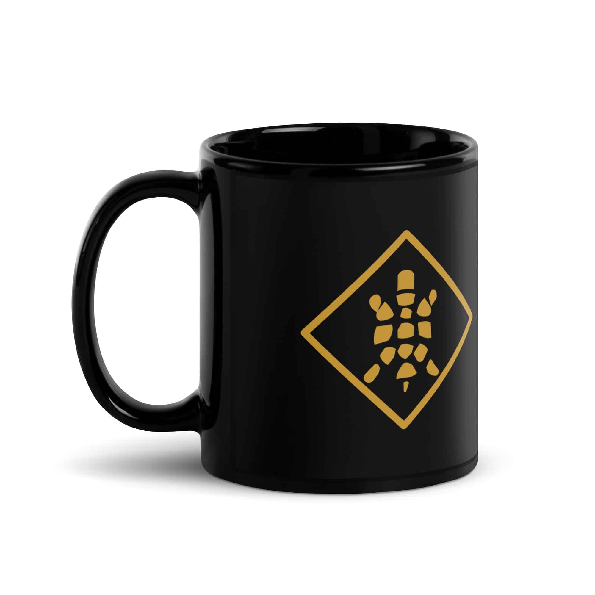 Gold Sheltowee Inspired Turtle Diamond Black Mug