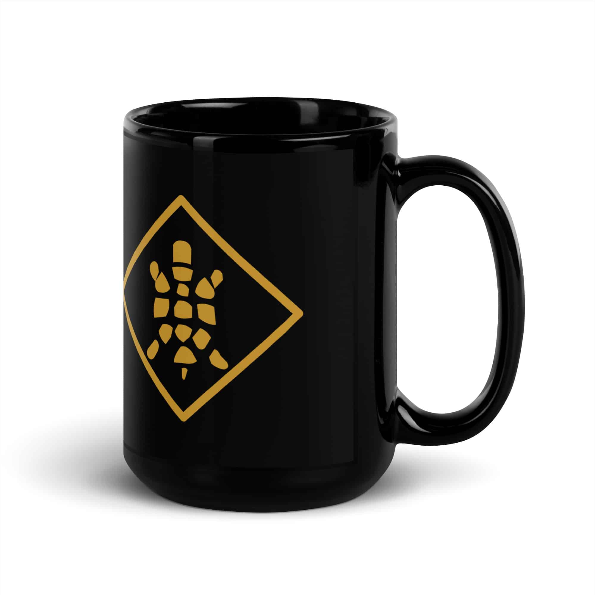 Gold Sheltowee Inspired Turtle Diamond Black Mug