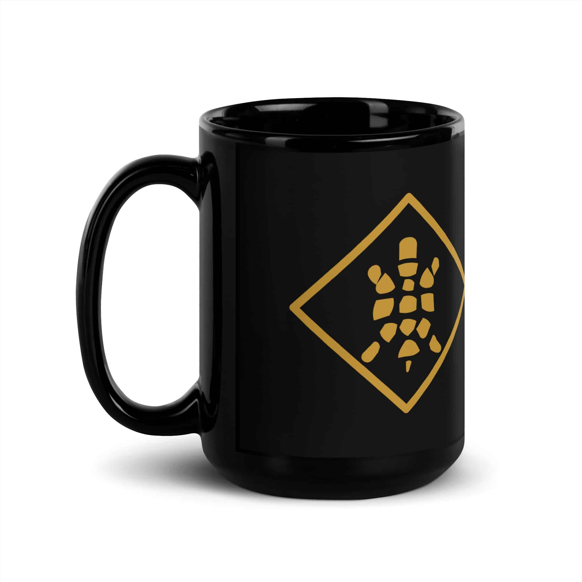 Gold Sheltowee Inspired Turtle Diamond Black Mug