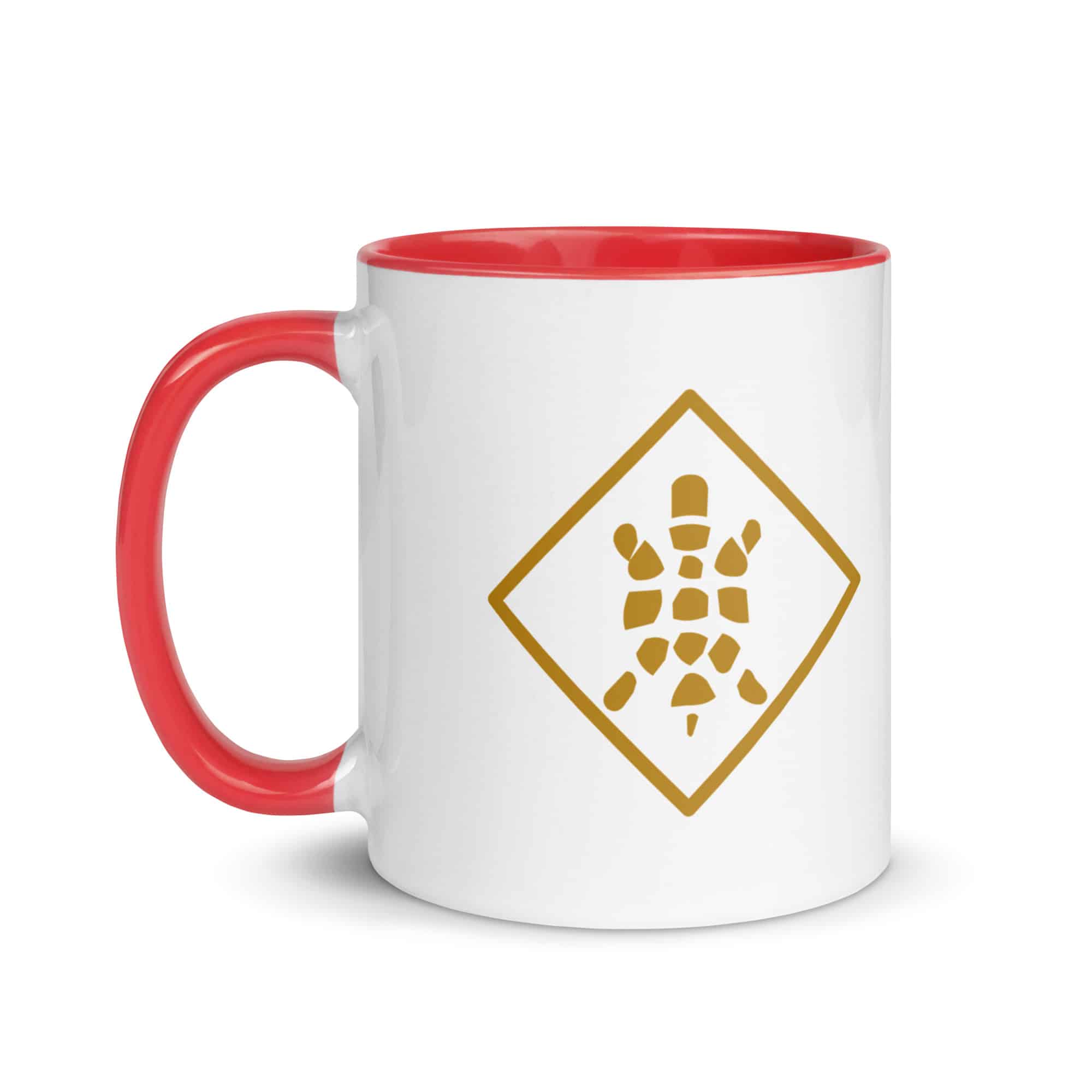 Gold Sheltowee Inspired Turtle Diamond Color Inside Mug