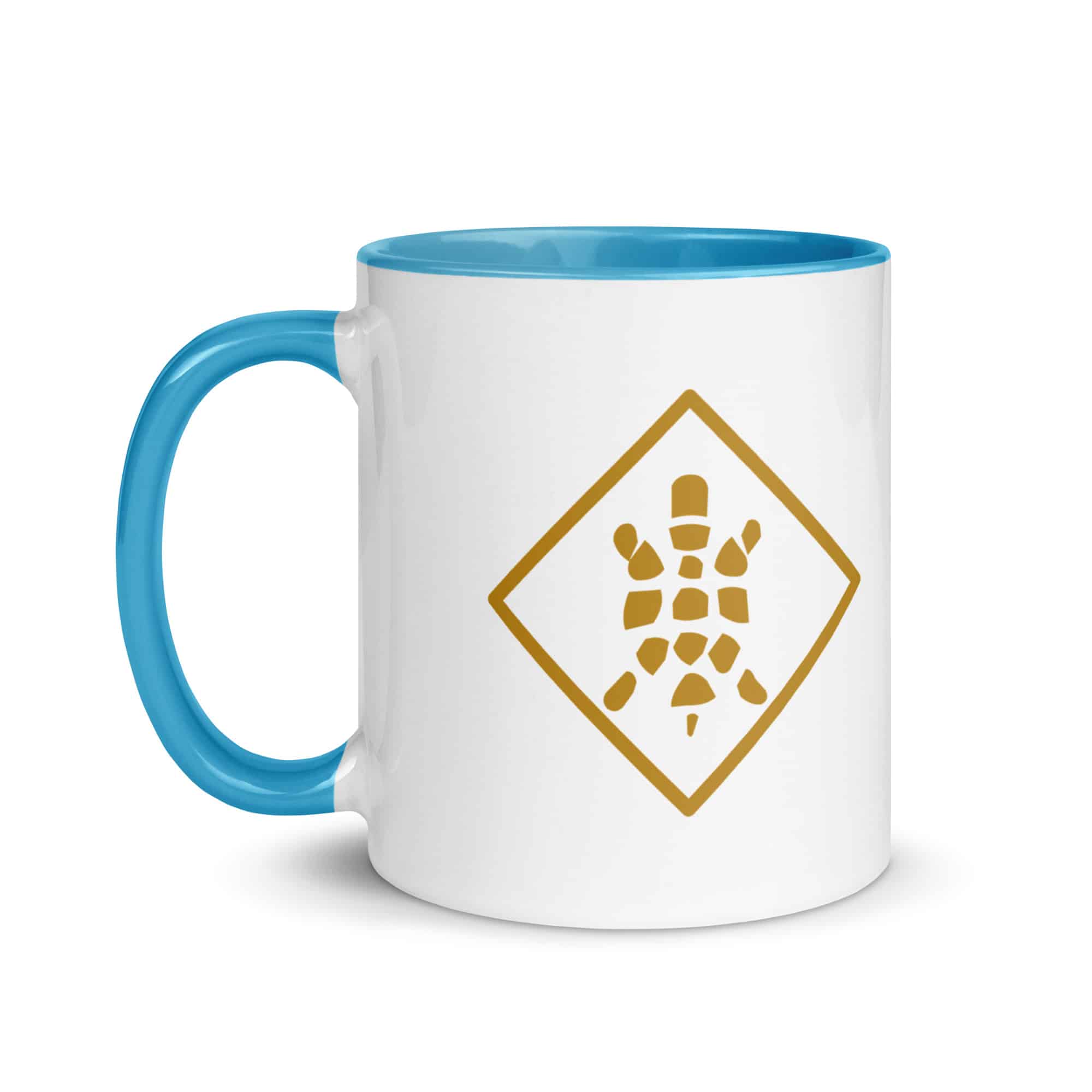 Gold Sheltowee Inspired Turtle Diamond Color Inside Mug