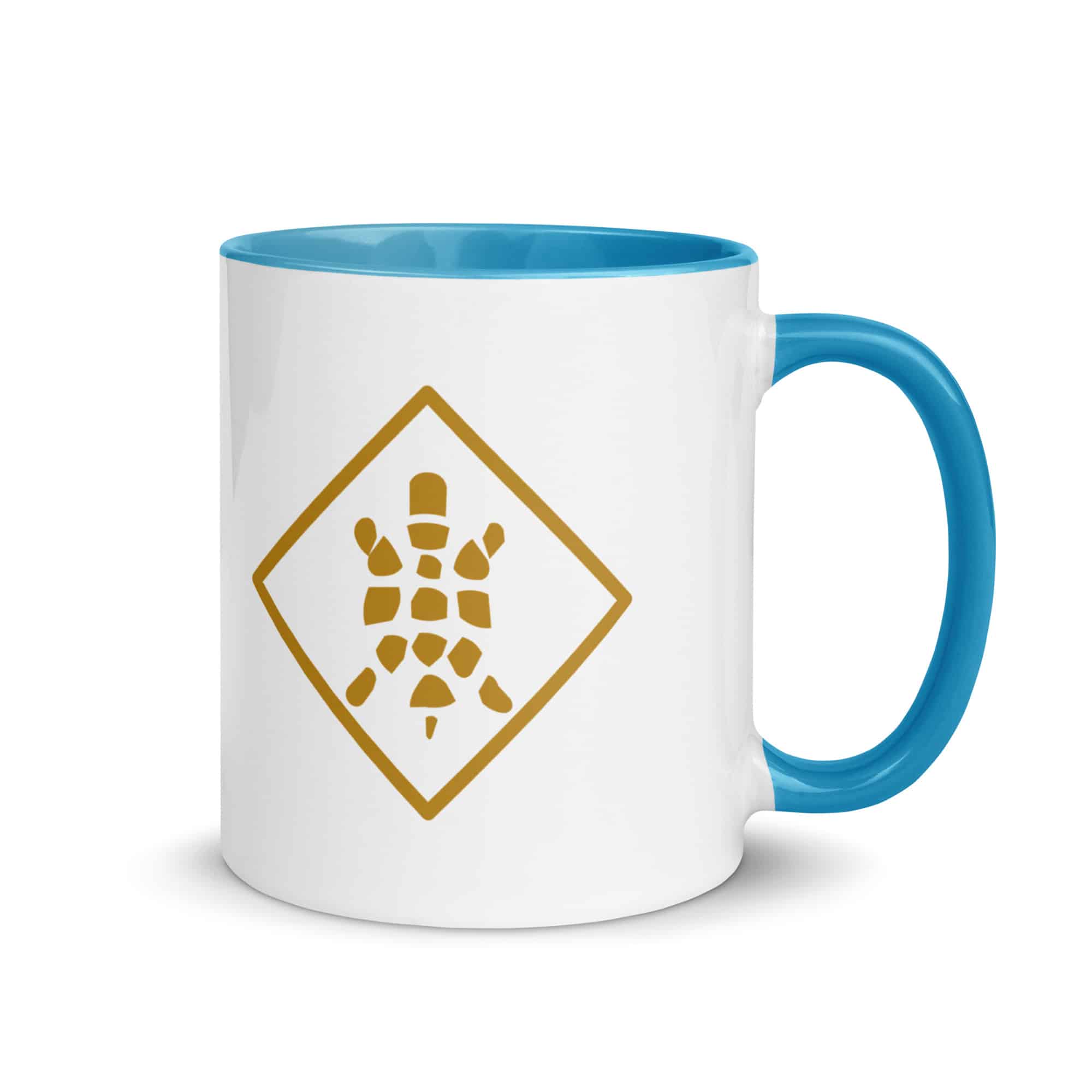 Gold Sheltowee Inspired Turtle Diamond Color Inside Mug