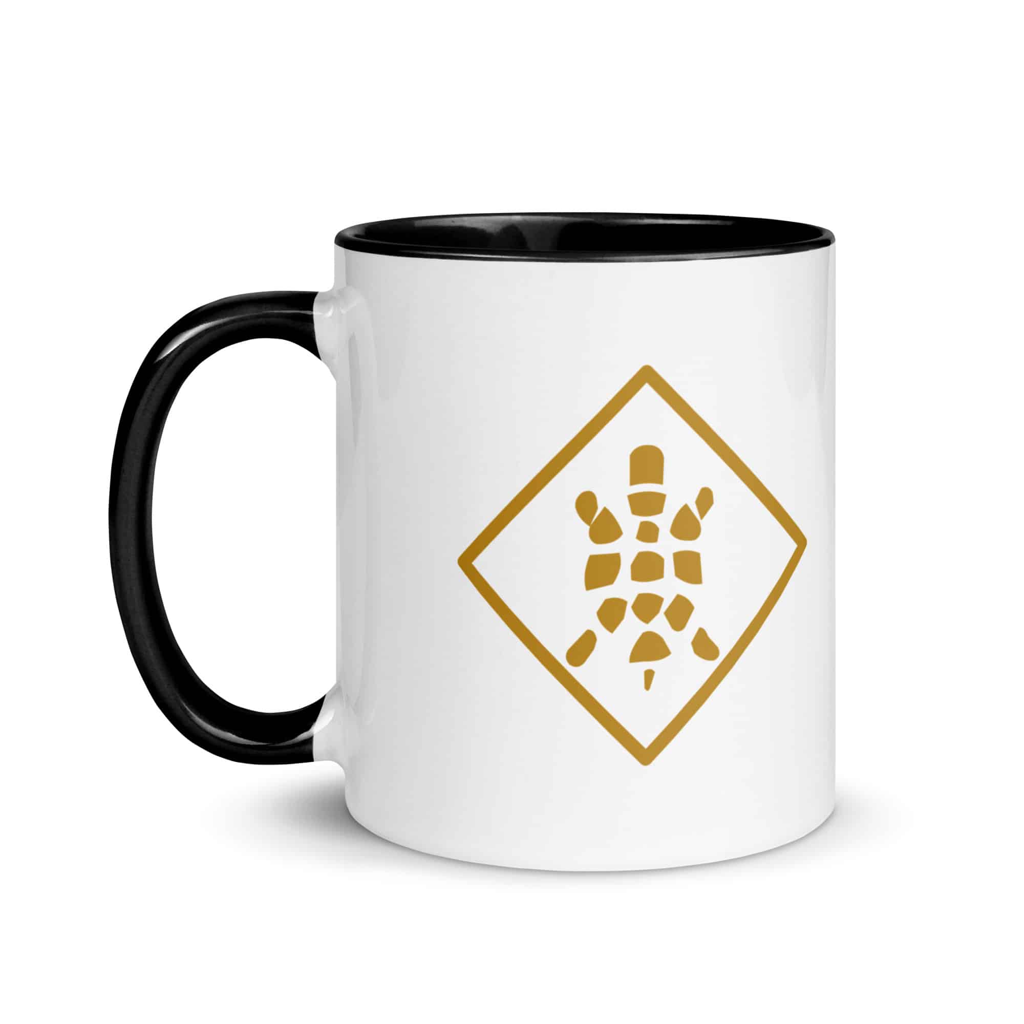 Gold Sheltowee Inspired Turtle Diamond Color Inside Mug