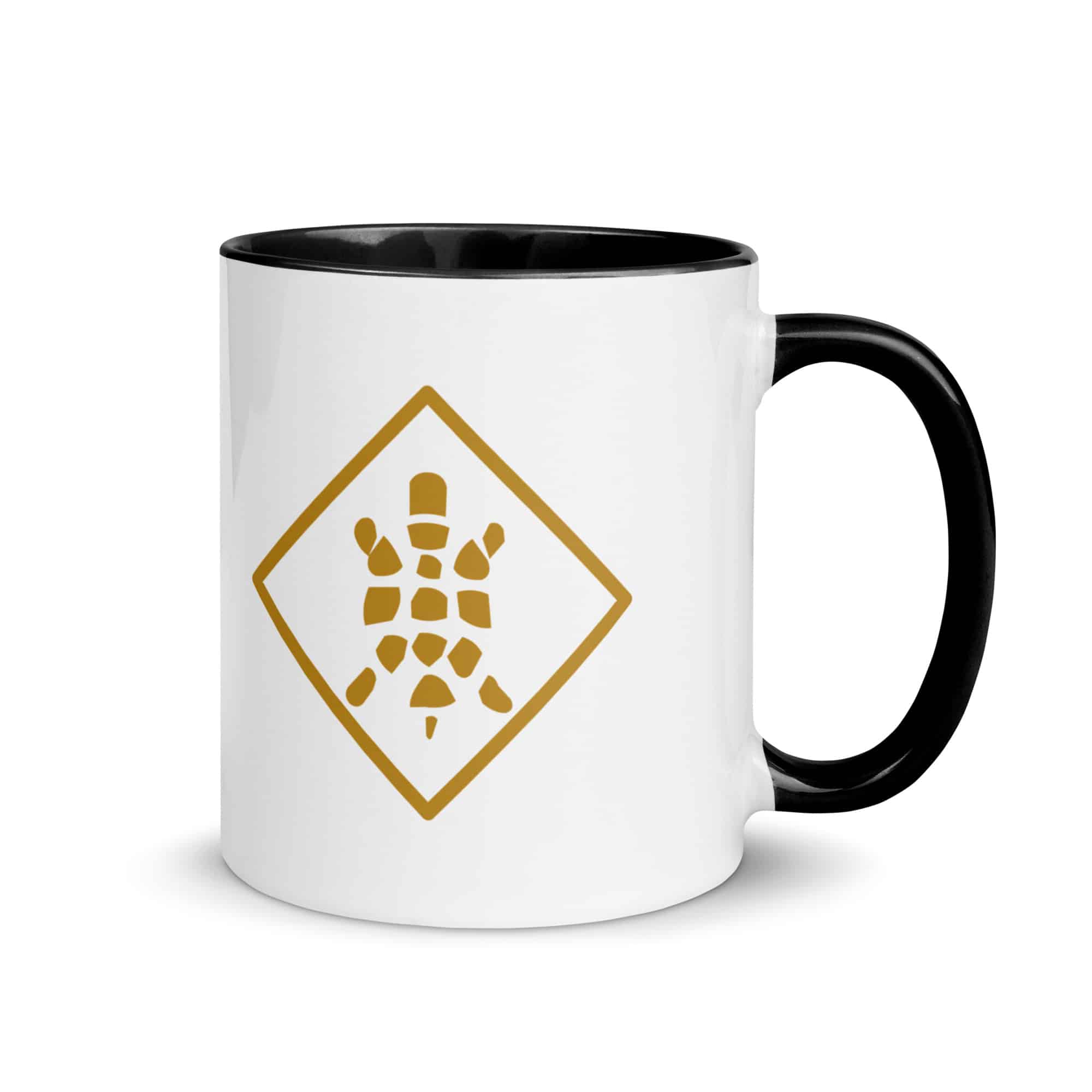 Gold Sheltowee Inspired Turtle Diamond Color Inside Mug
