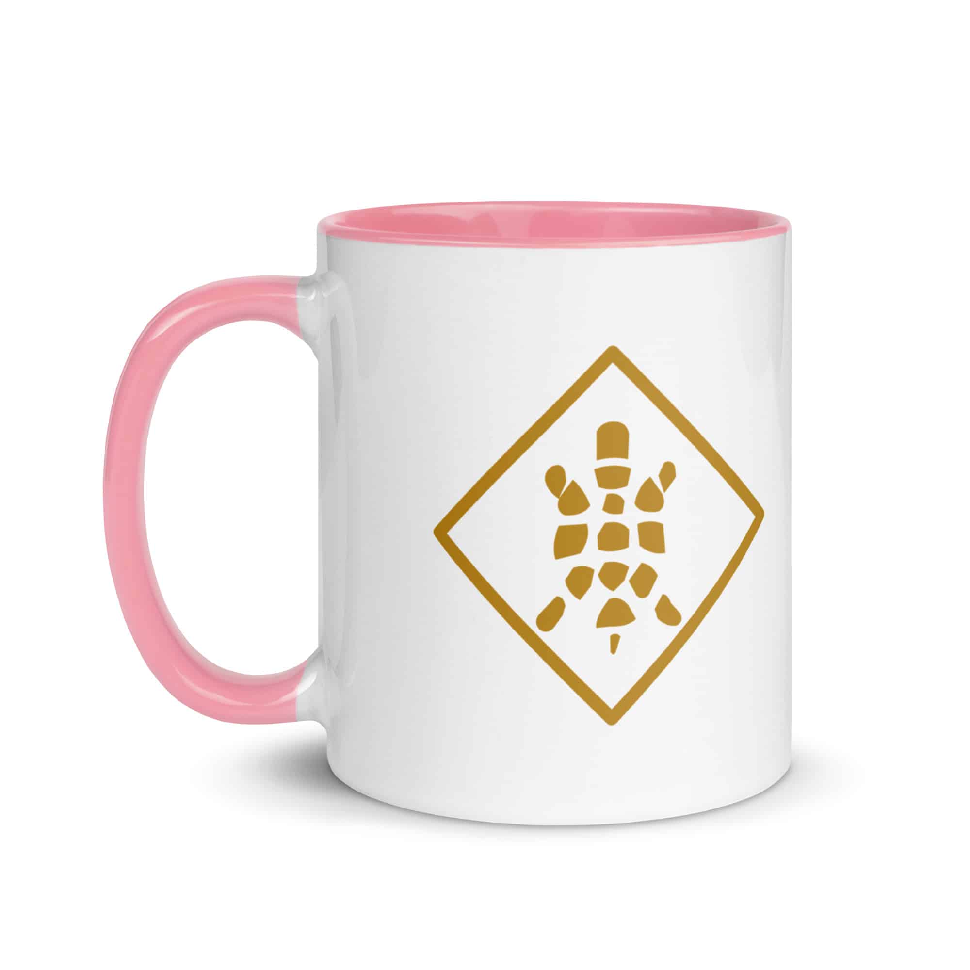 Gold Sheltowee Inspired Turtle Diamond Color Inside Mug
