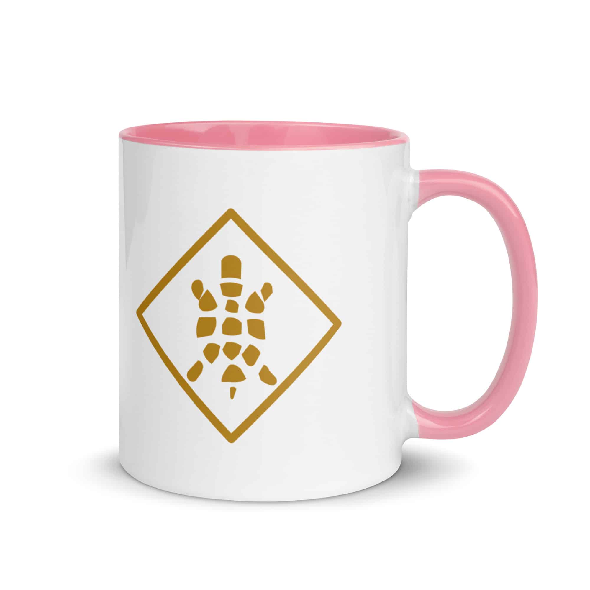 Gold Sheltowee Inspired Turtle Diamond Color Inside Mug