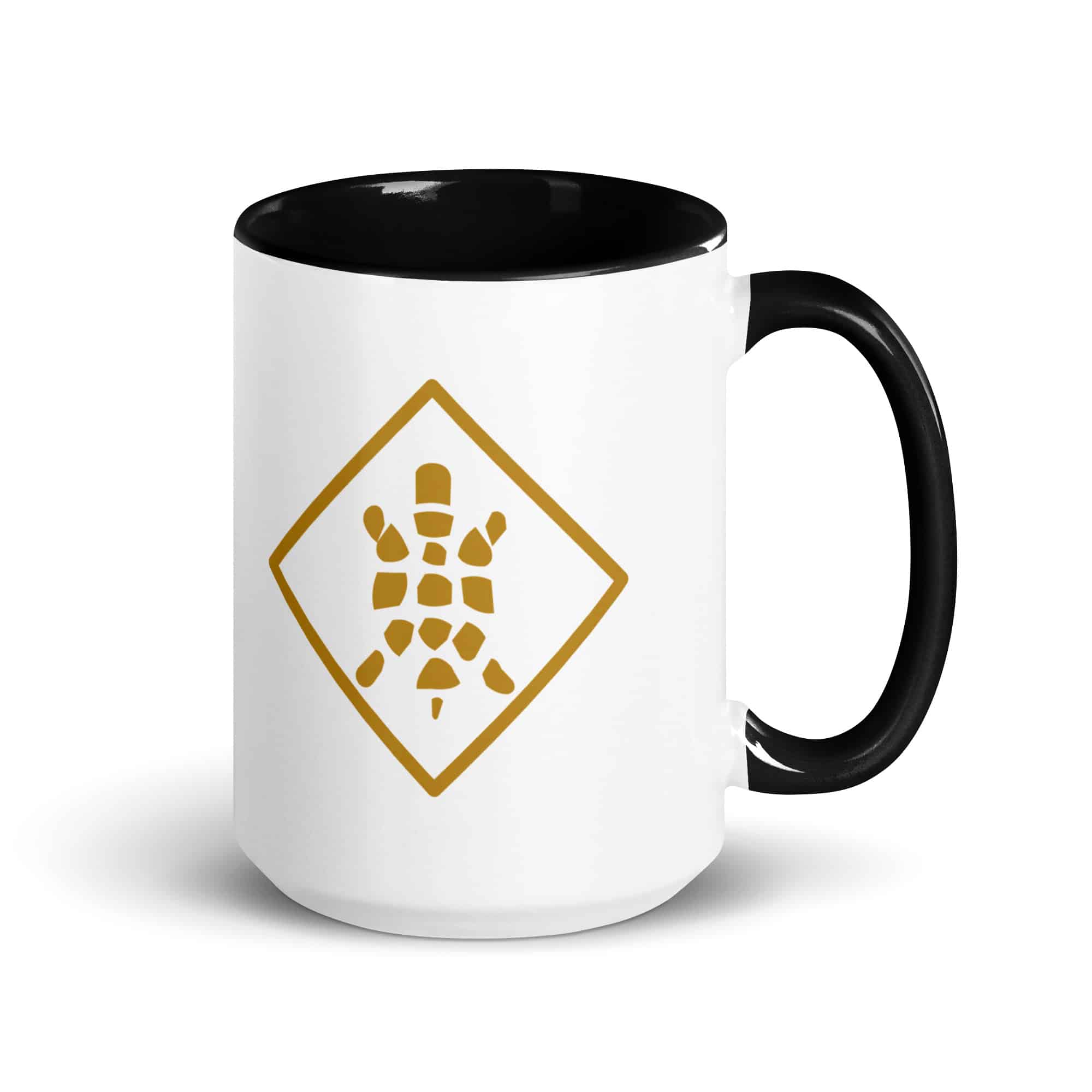 Gold Sheltowee Inspired Turtle Diamond Color Inside Mug
