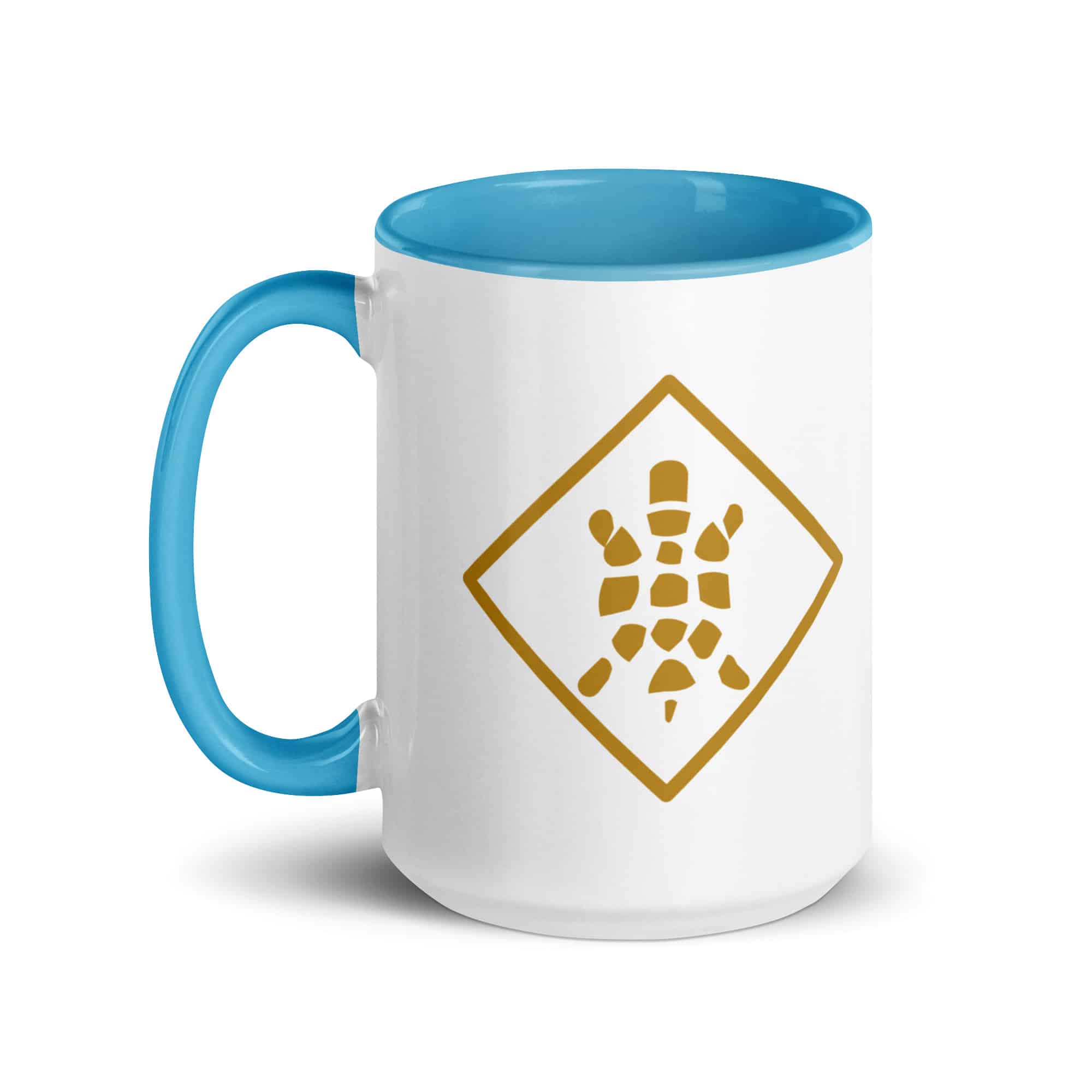 Gold Sheltowee Inspired Turtle Diamond Color Inside Mug
