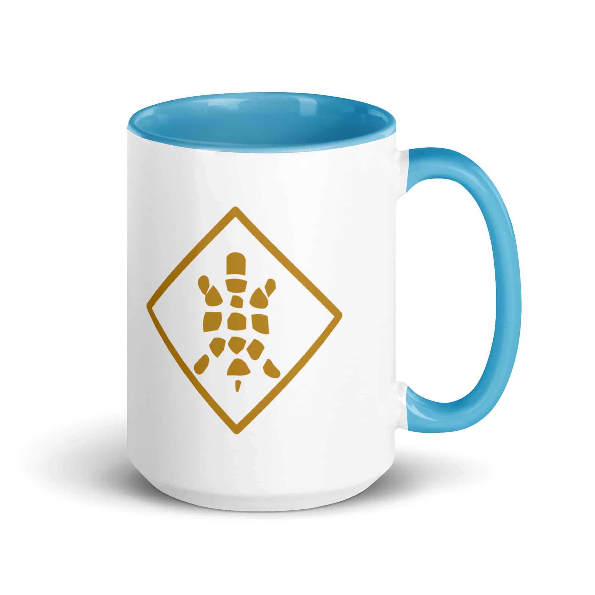 Gold Sheltowee Inspired Turtle Diamond Color Inside Mug