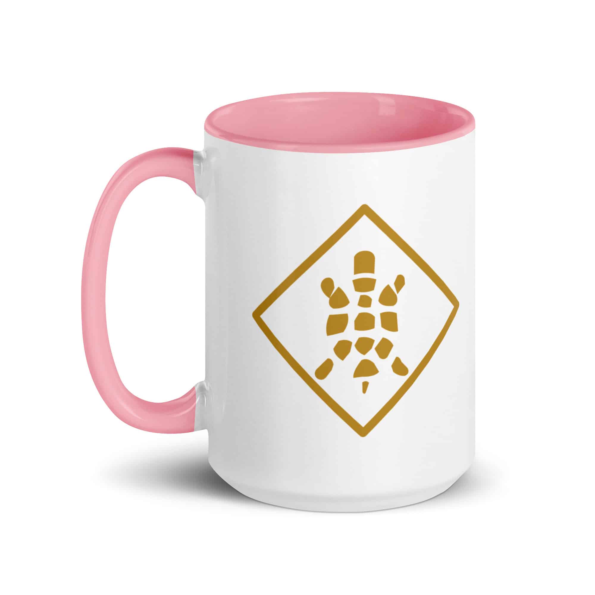 Gold Sheltowee Inspired Turtle Diamond Color Inside Mug