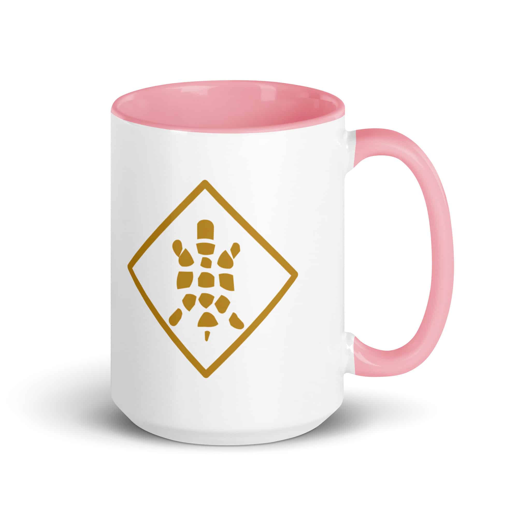 Gold Sheltowee Inspired Turtle Diamond Color Inside Mug