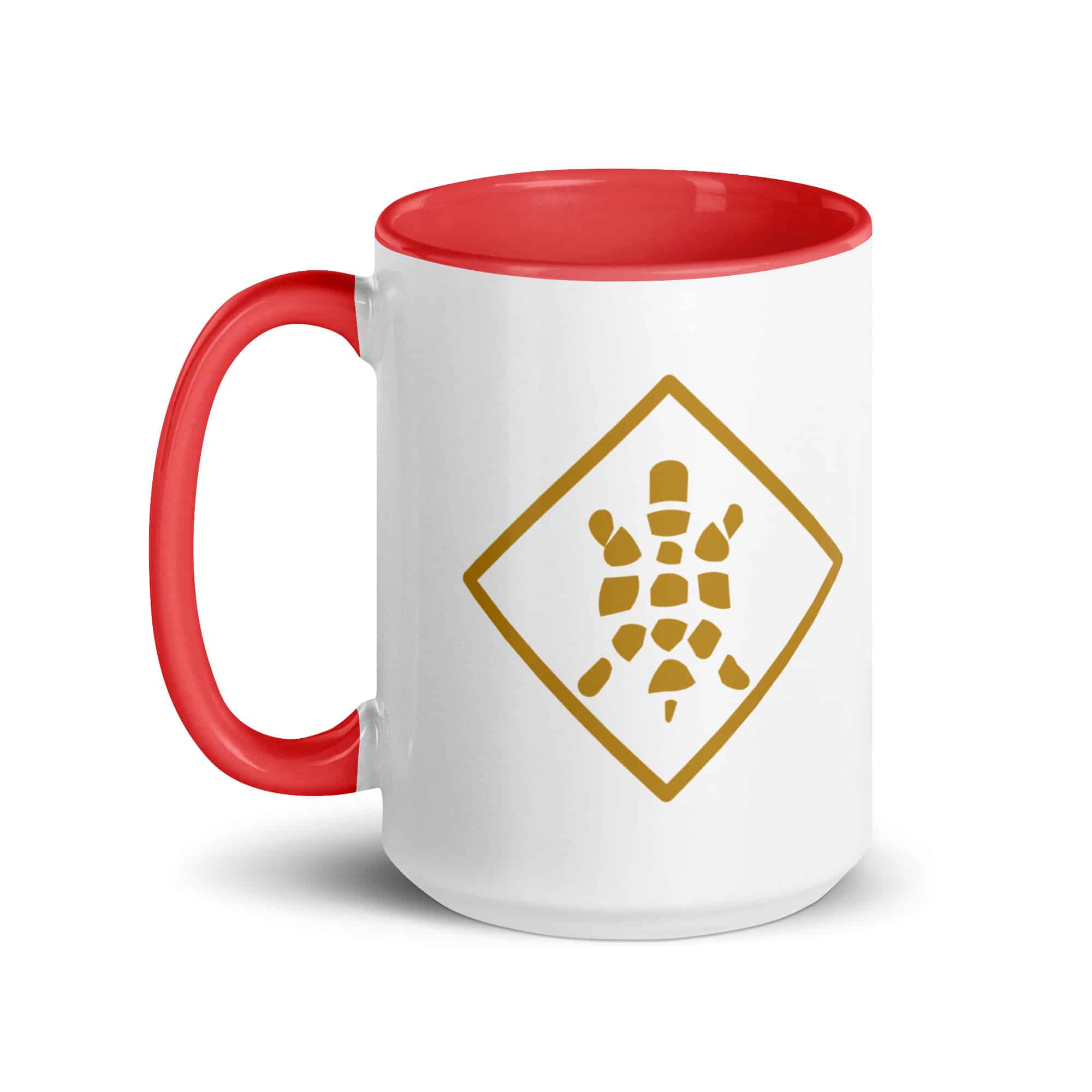 Gold Sheltowee Inspired Turtle Diamond Color Inside Mug