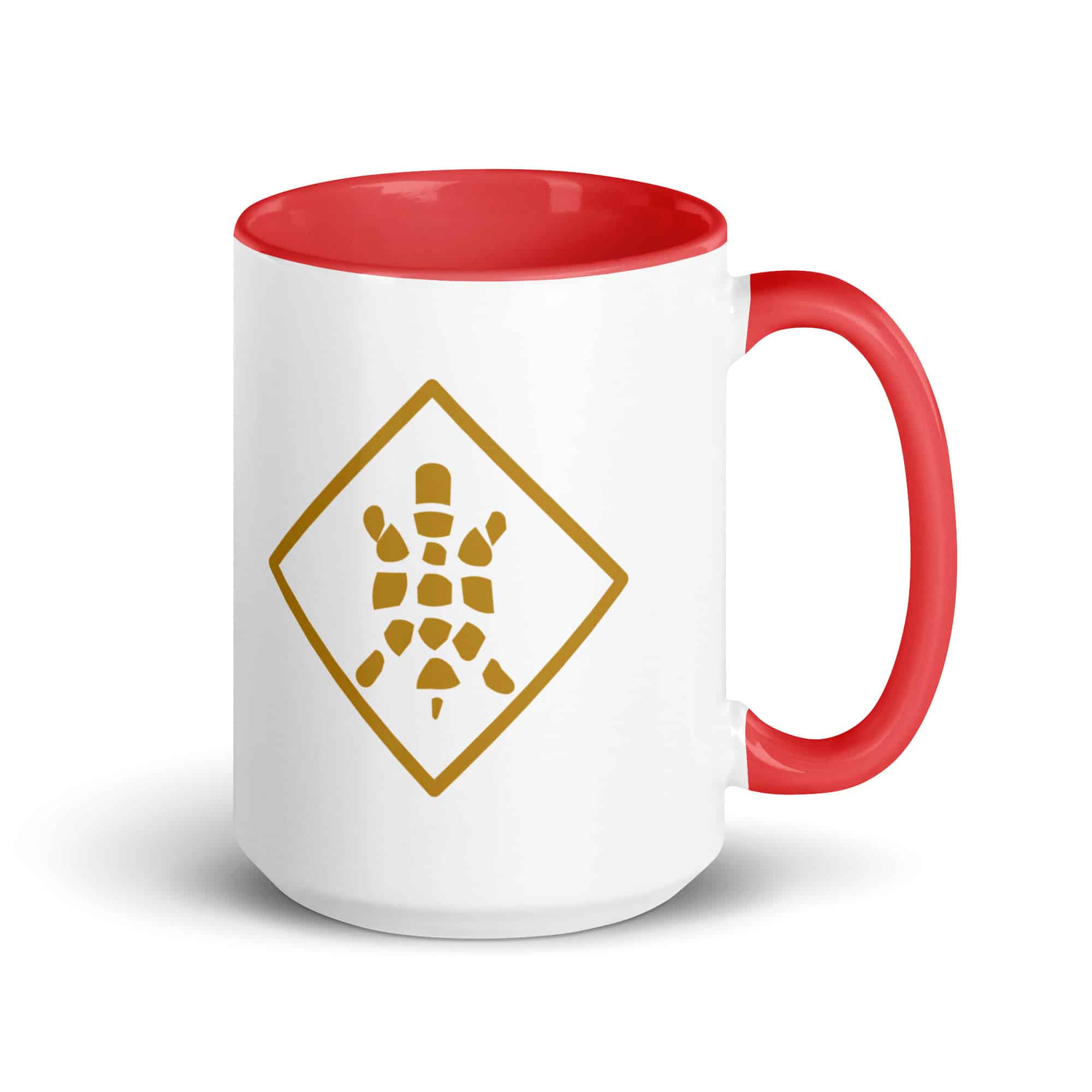 Gold Sheltowee Inspired Turtle Diamond Color Inside Mug
