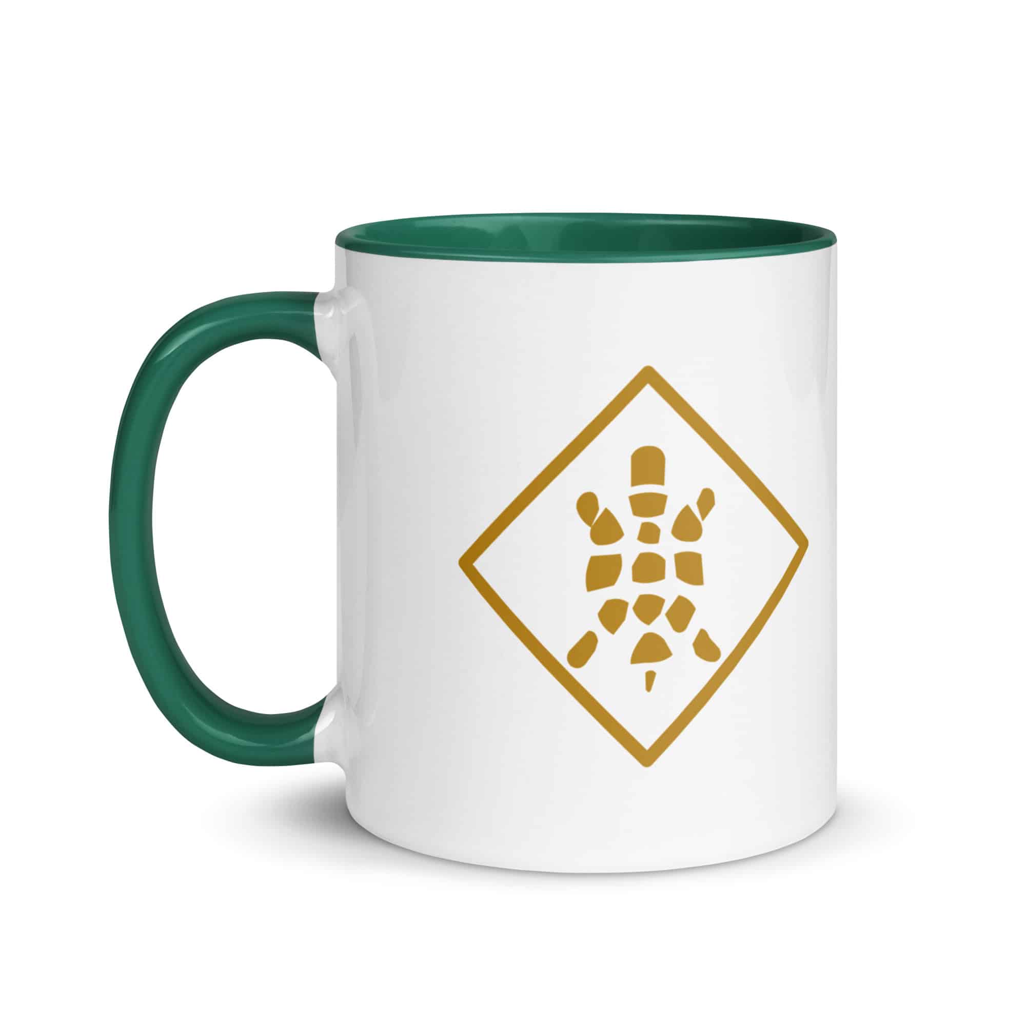 Gold Sheltowee Inspired Turtle Diamond Color Inside Mug