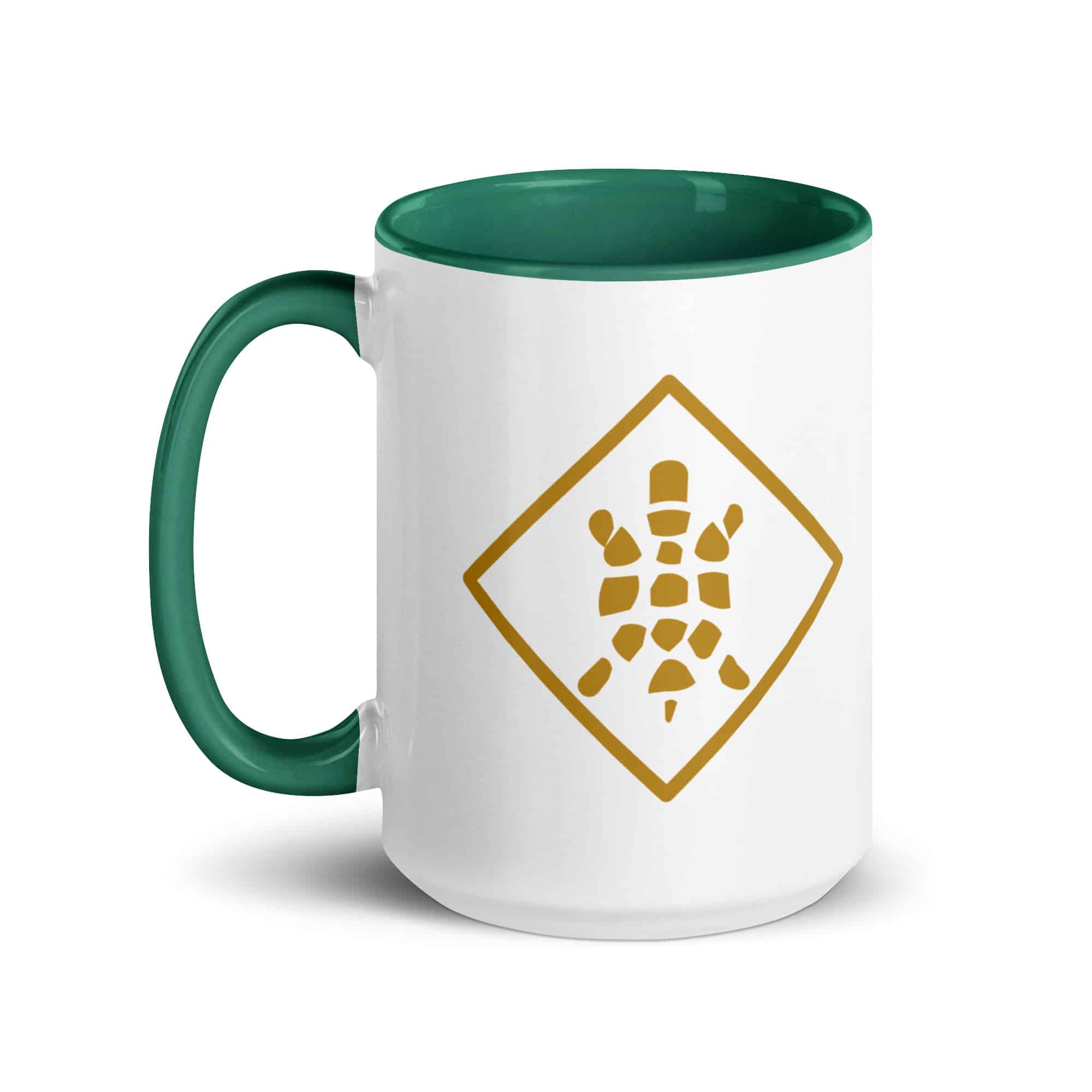 Gold Sheltowee Inspired Turtle Diamond Color Inside Mug