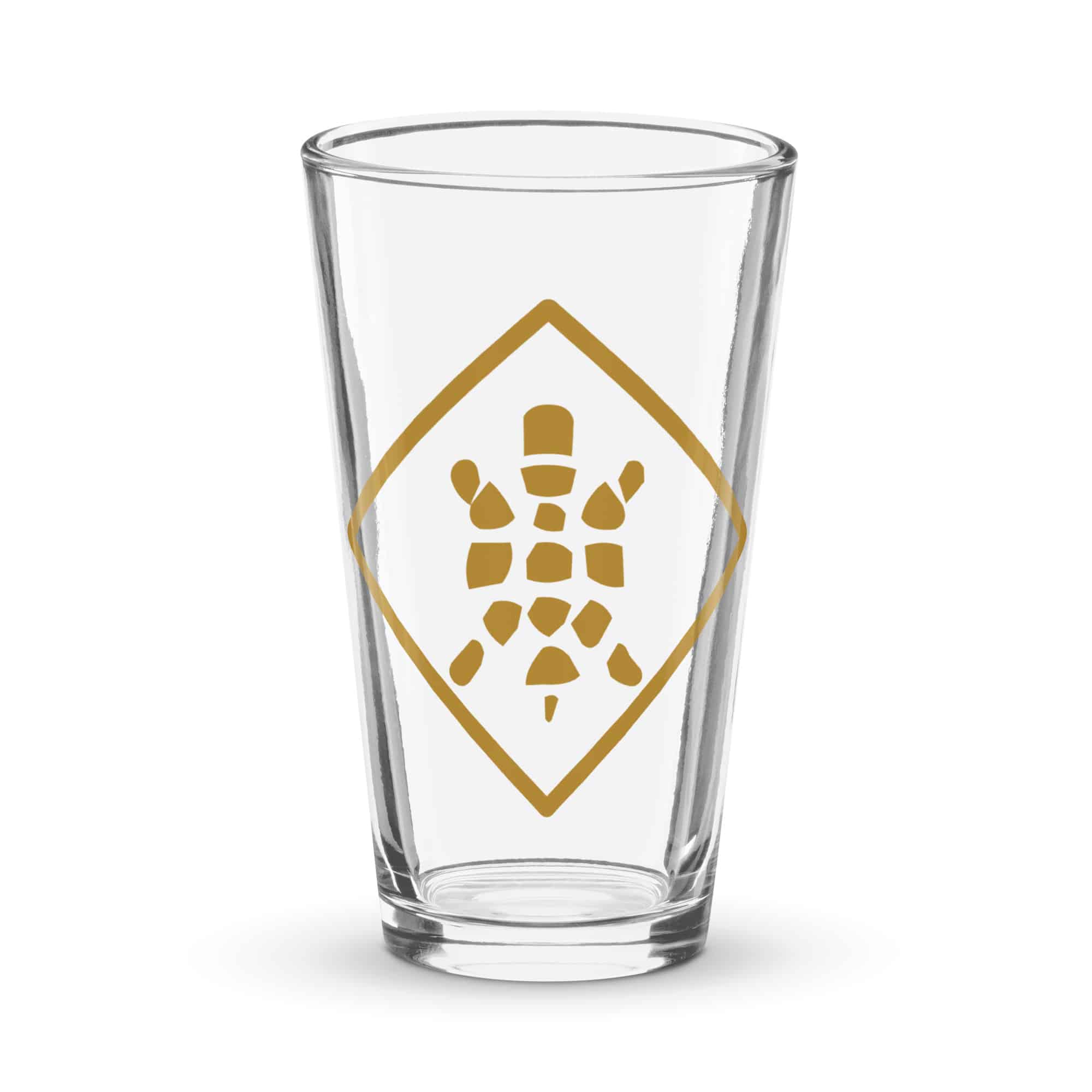Gold Sheltowee Inspired Turtle Diamond Pint Glass