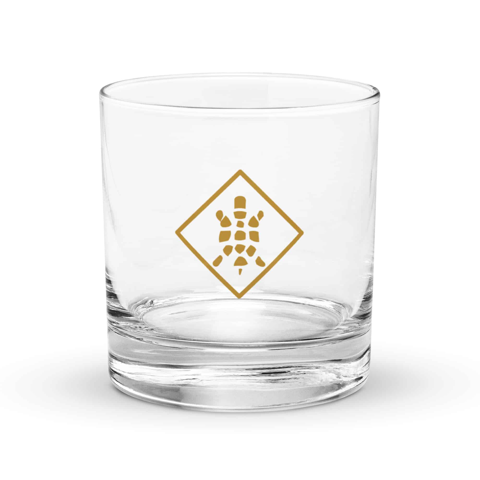 Gold Sheltowee Inspired Turtle Diamond Rocks Glass