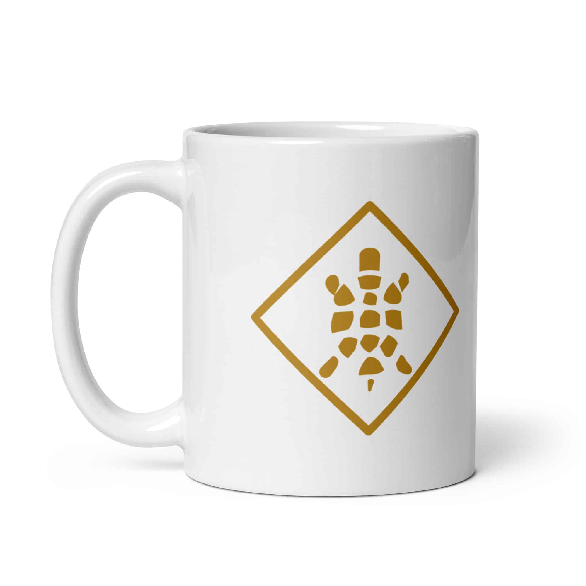 Sheltowee Trace Gold Turtle Diamond White Ceramic Coffee Mug