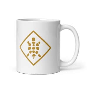Turtle Diamond Gold White Ceramic Coffee Mug - 11 oz - Main
