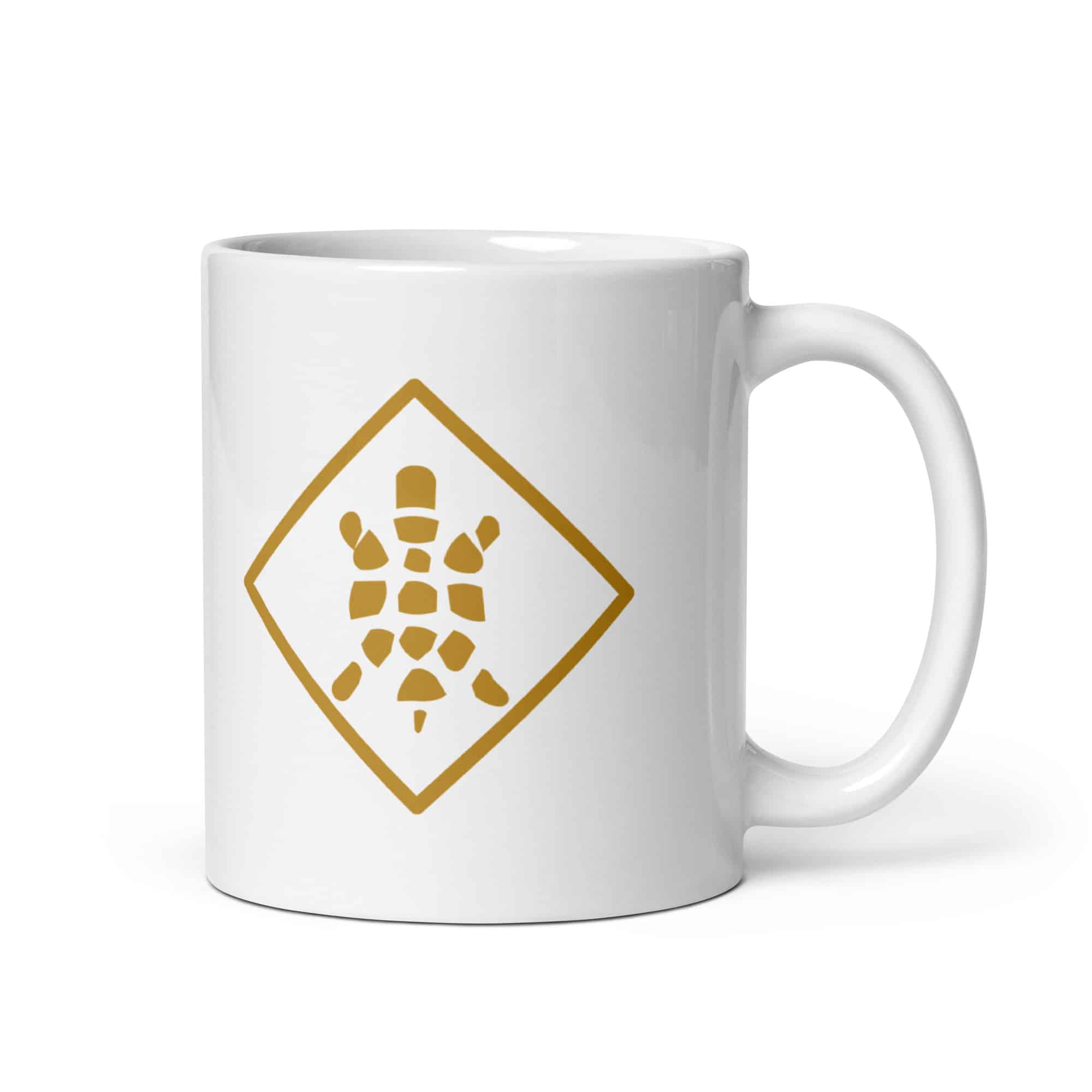 Sheltowee Trace Gold Turtle Diamond White Ceramic Coffee Mug