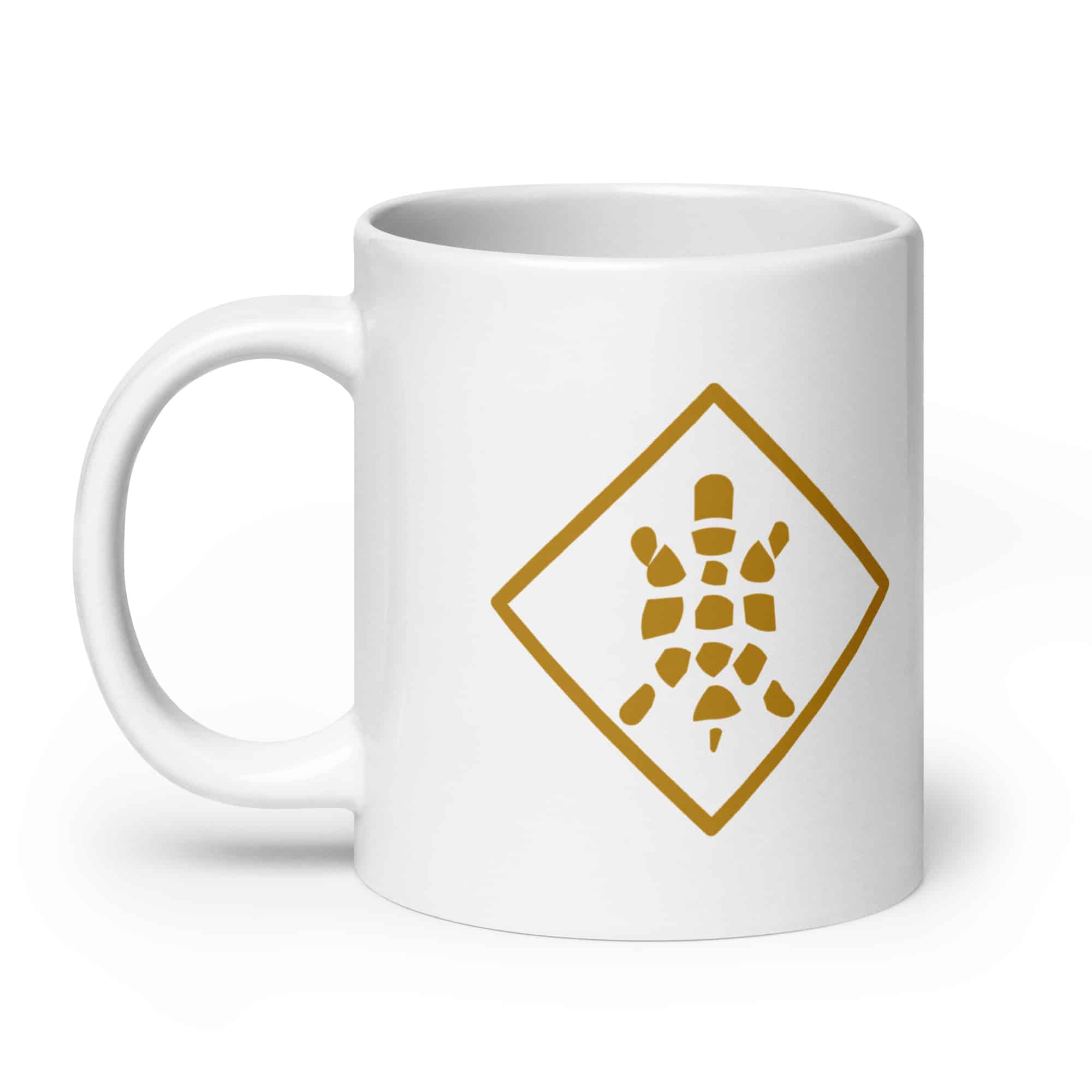 Sheltowee Trace Gold Turtle Diamond White Ceramic Coffee Mug