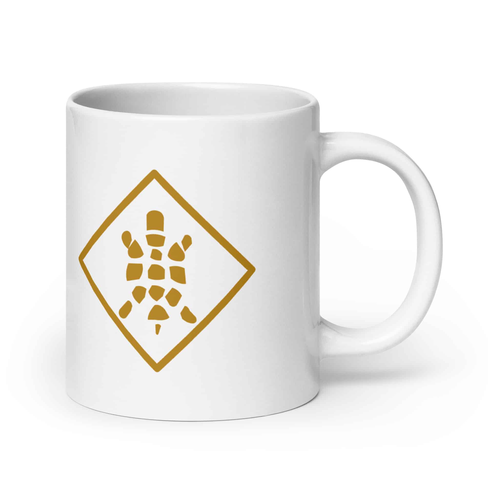 Sheltowee Trace Gold Turtle Diamond White Ceramic Coffee Mug
