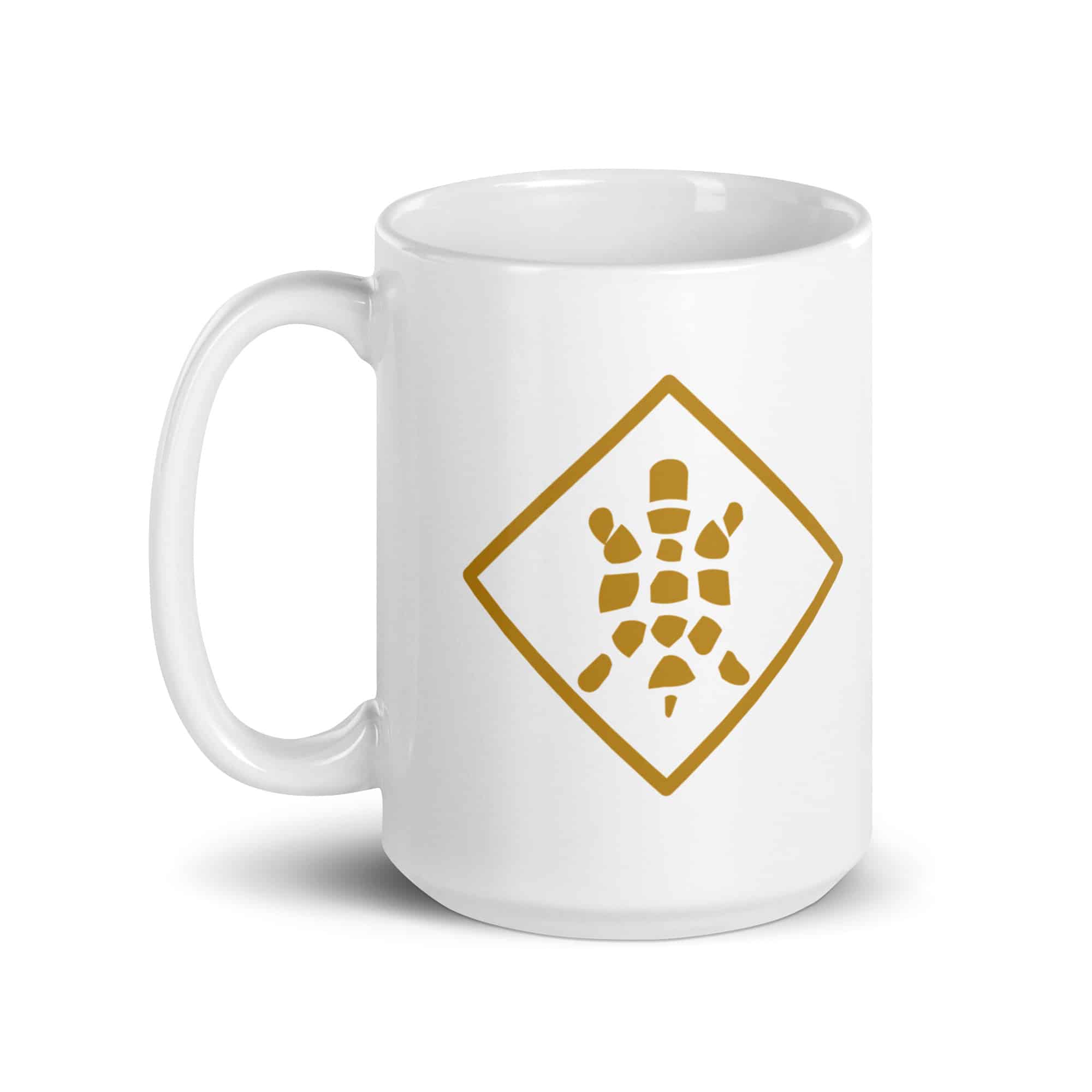 Sheltowee Trace Gold Turtle Diamond White Ceramic Coffee Mug