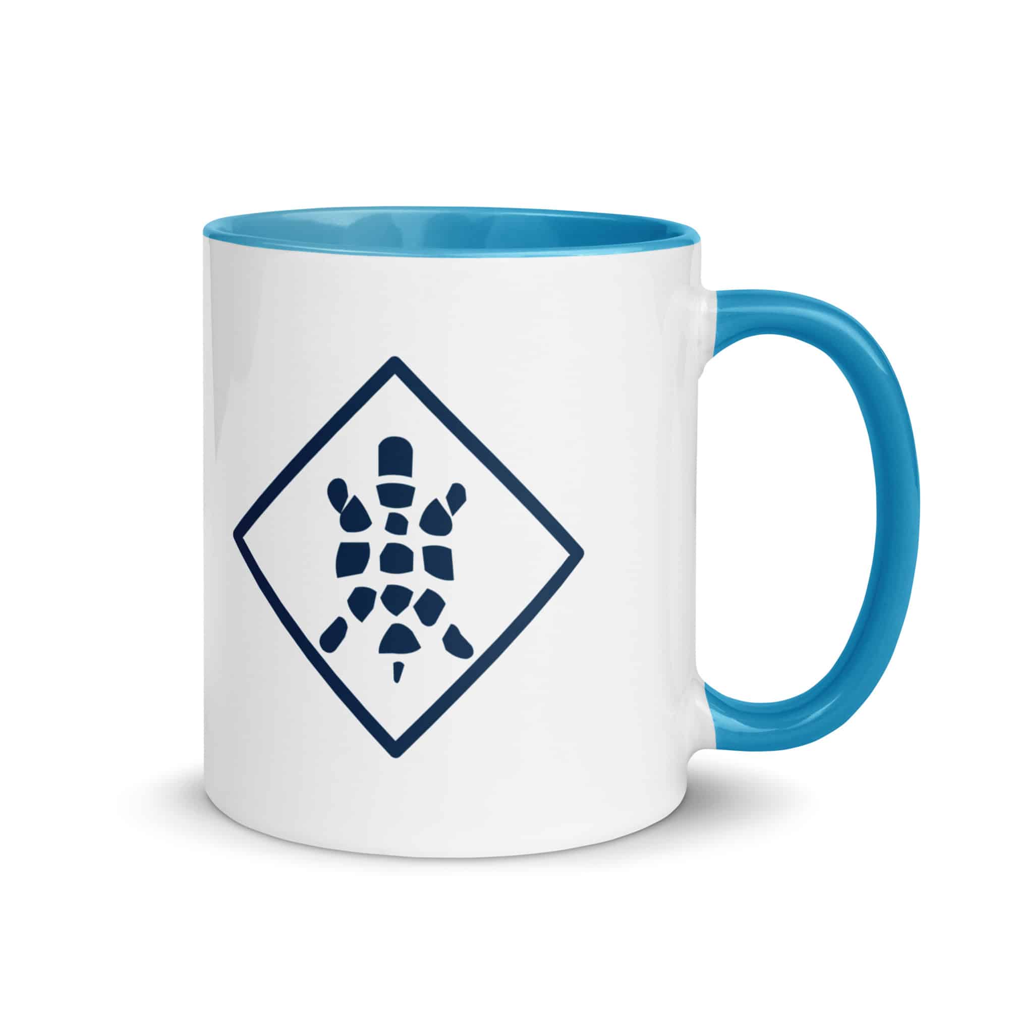 Navy Sheltowee Inspired Turtle Diamond Color Inside Mug
