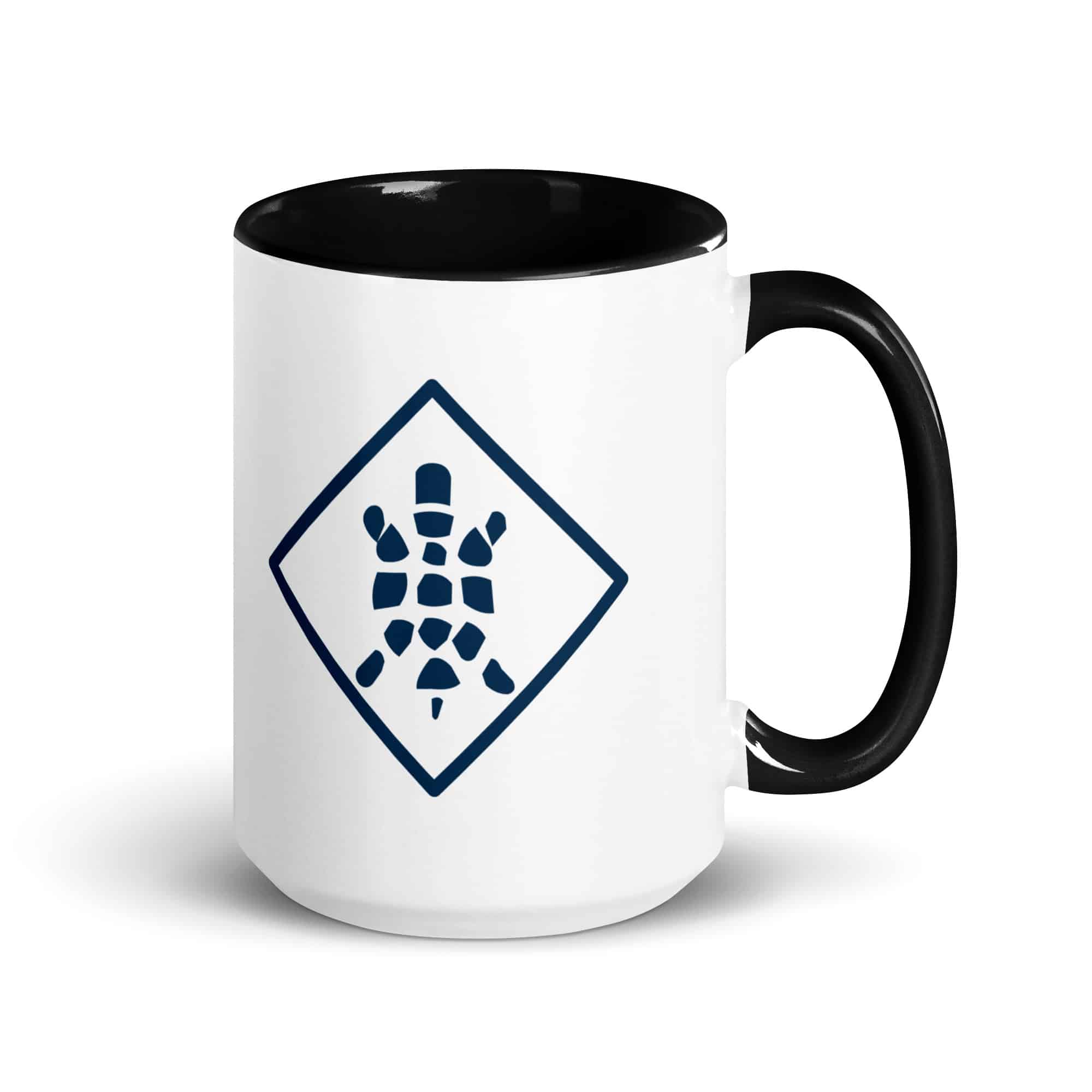Navy Sheltowee Inspired Turtle Diamond Color Inside Mug