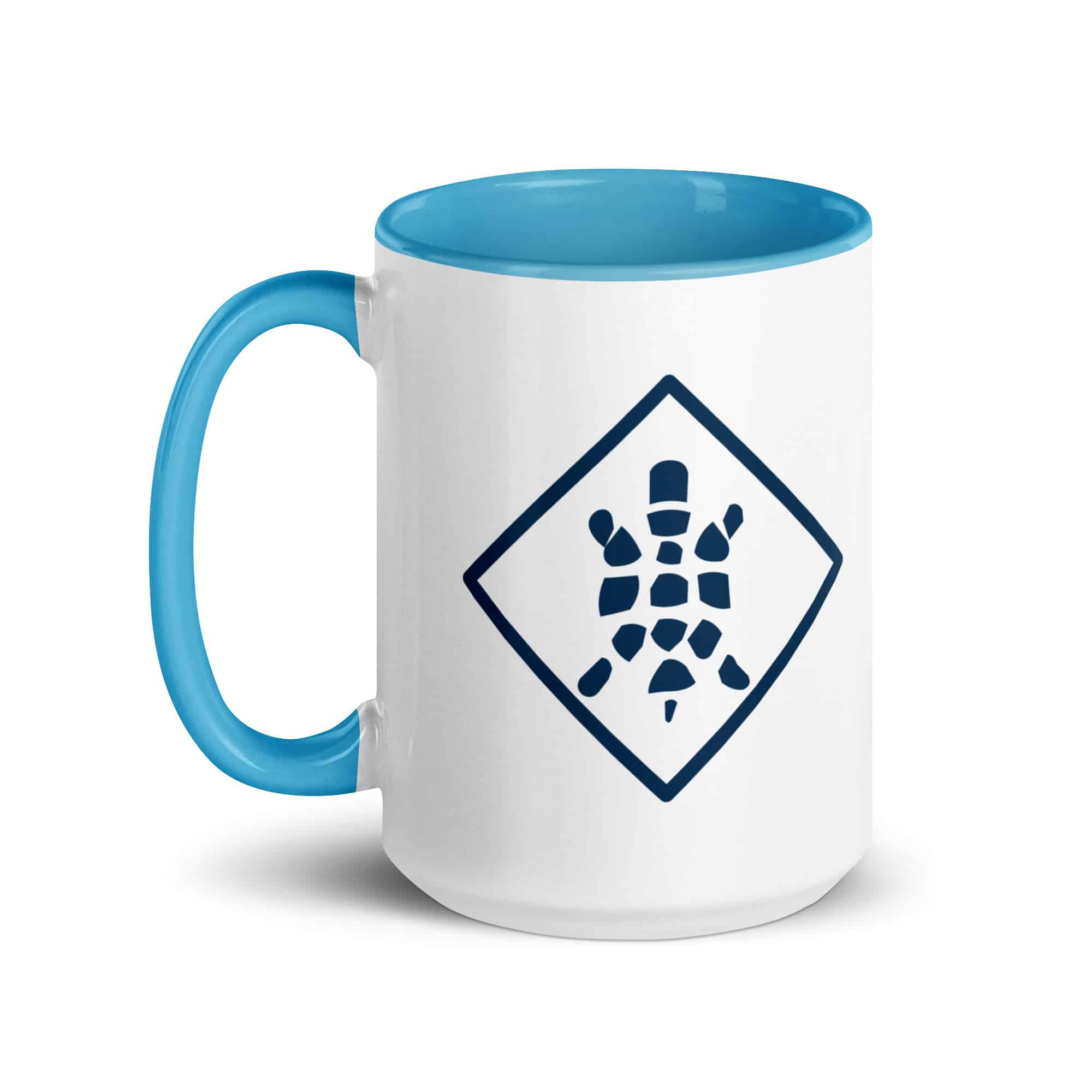 Navy Sheltowee Inspired Turtle Diamond Color Inside Mug