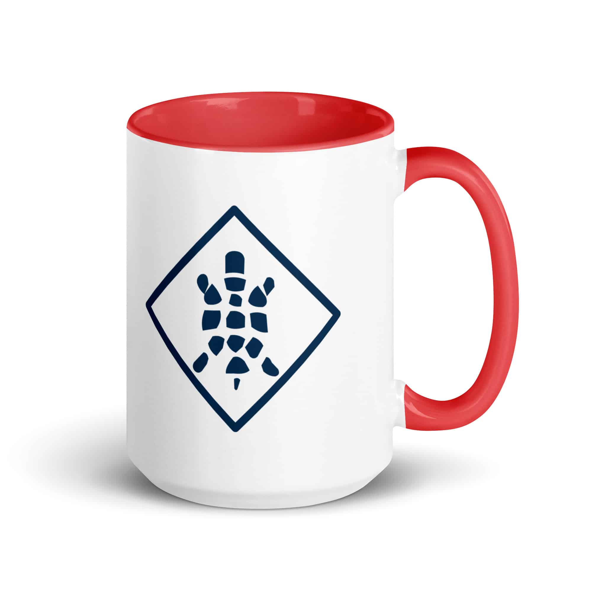 Navy Sheltowee Inspired Turtle Diamond Color Inside Mug