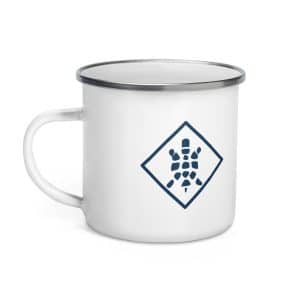 Turtle Diamond Navy Enamel Camp Mug - 12 oz - Left