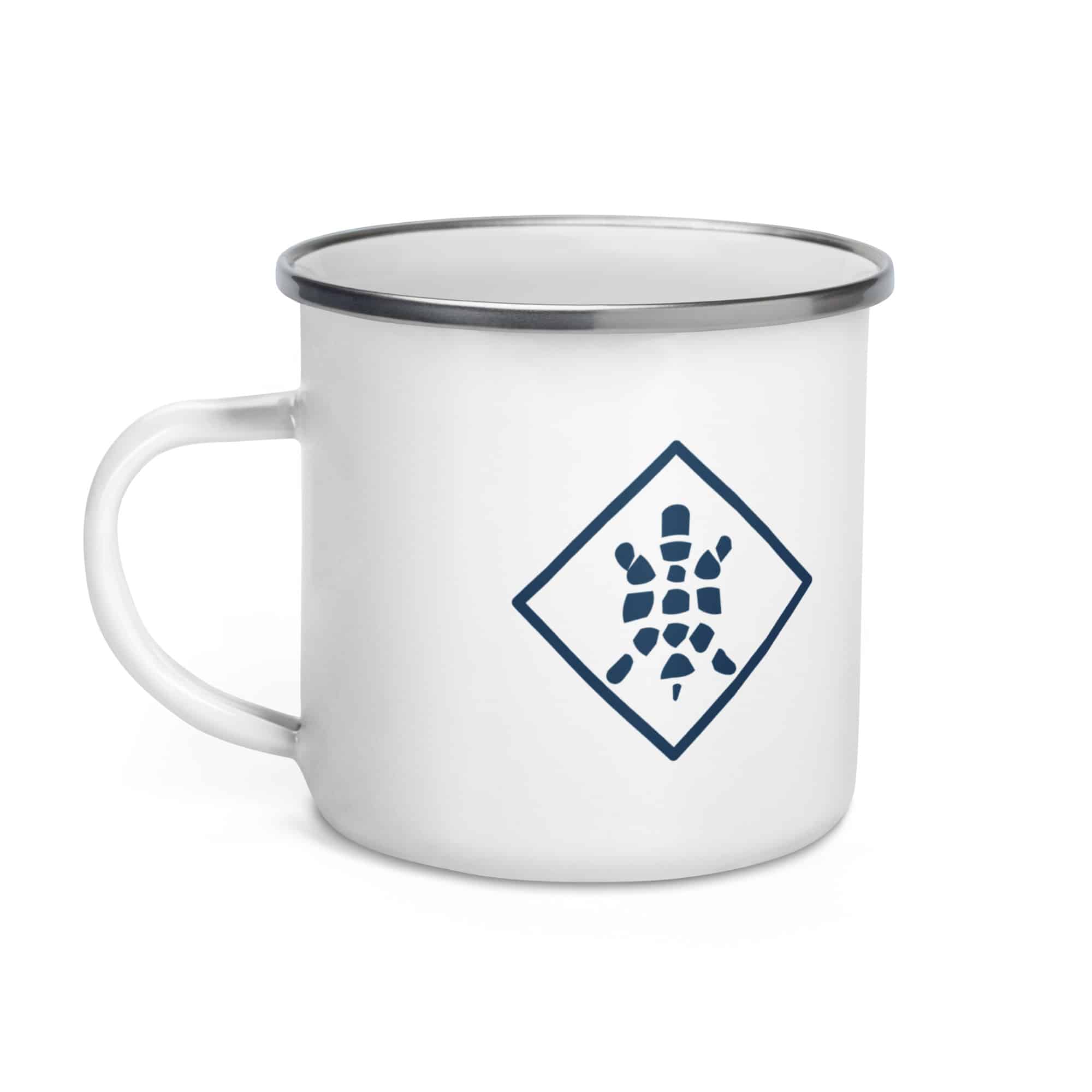 Sheltowee Trace Navy Turtle Diamond Enamel Camp Mug