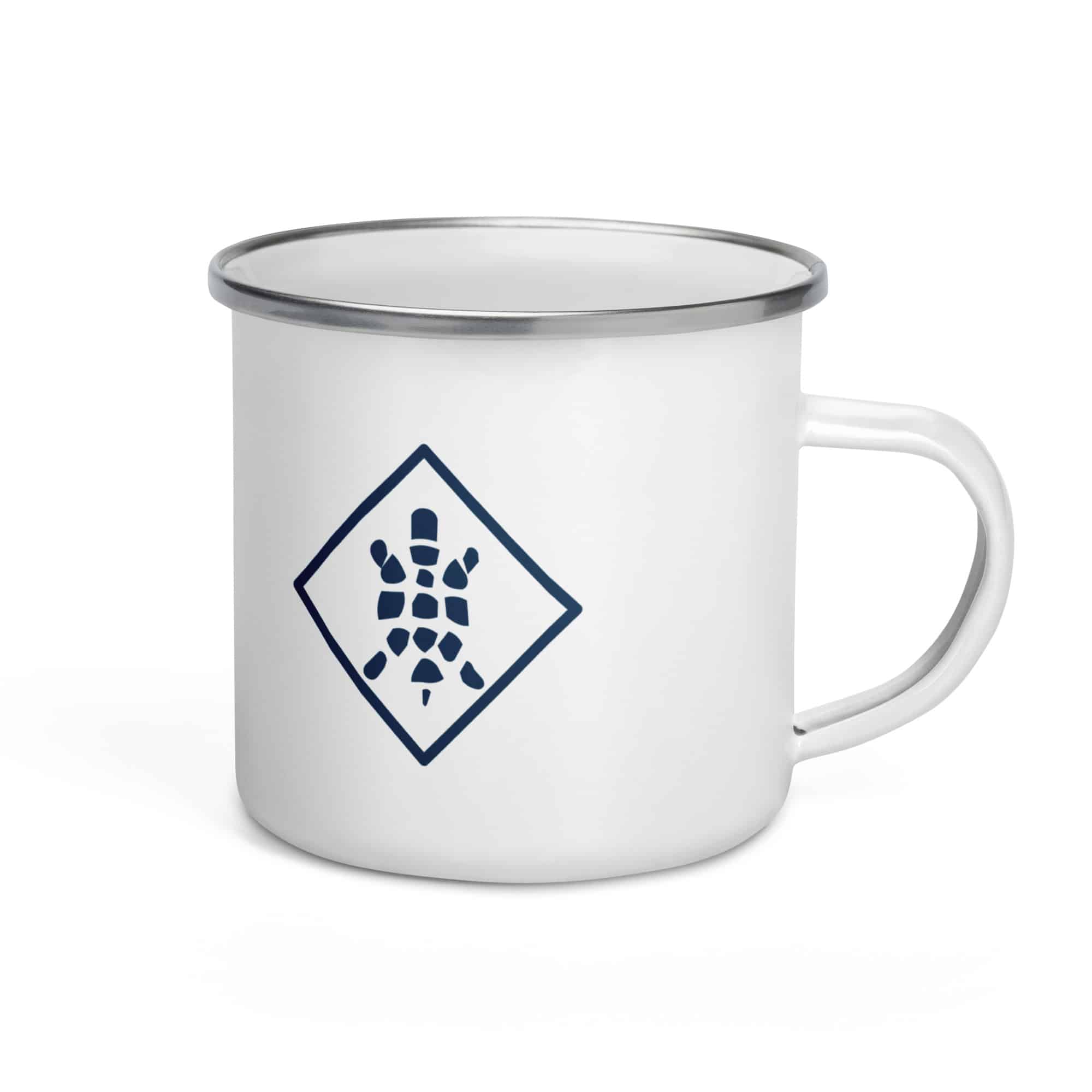 Sheltowee Trace Navy Turtle Diamond Enamel Camp Mug