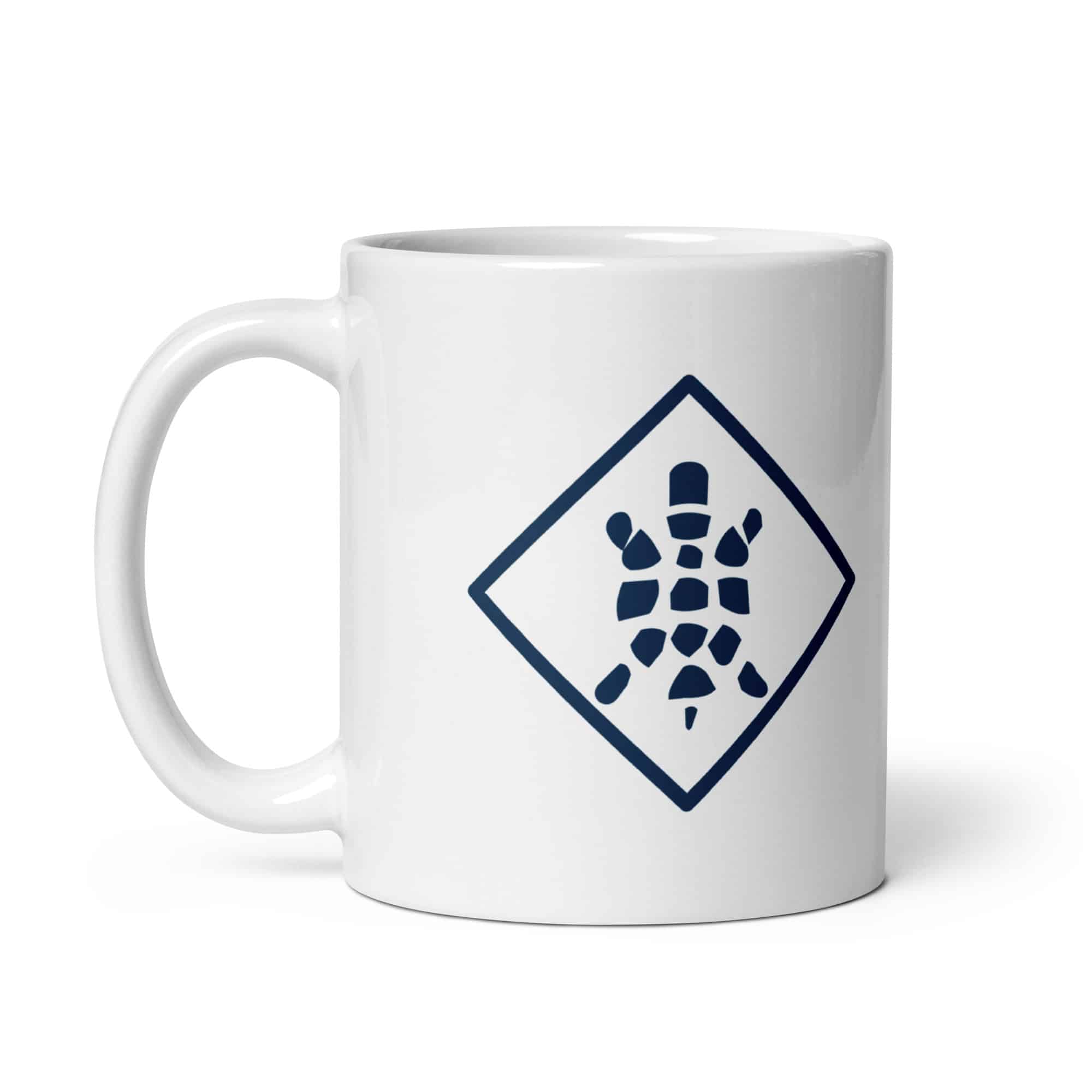 Sheltowee Trace Navy Turtle Diamond White Ceramic Coffee Mug