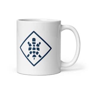 Turtle Diamond Navy White Ceramic Coffee Mug - 11 oz - Main