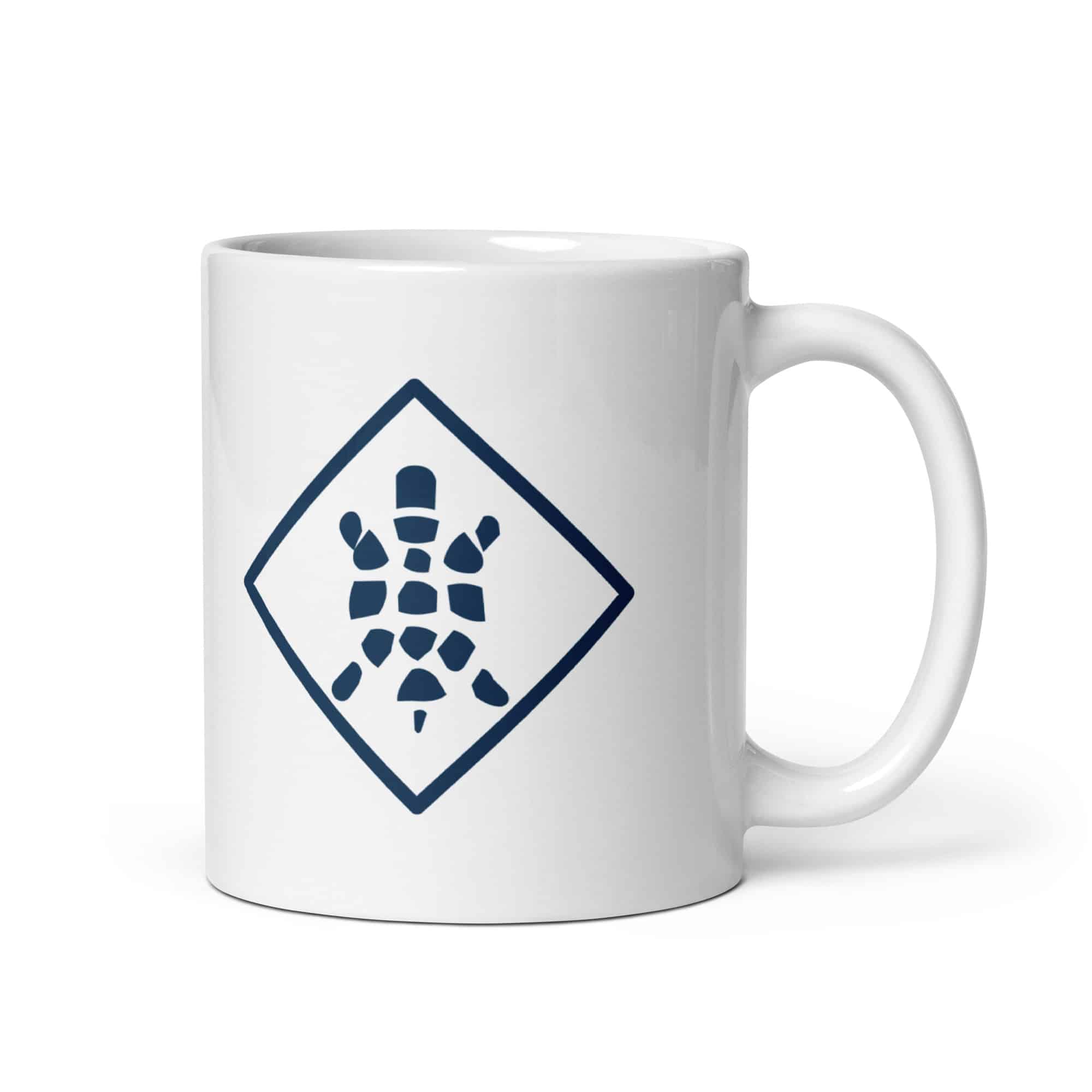 Sheltowee Trace Navy Turtle Diamond White Ceramic Coffee Mug