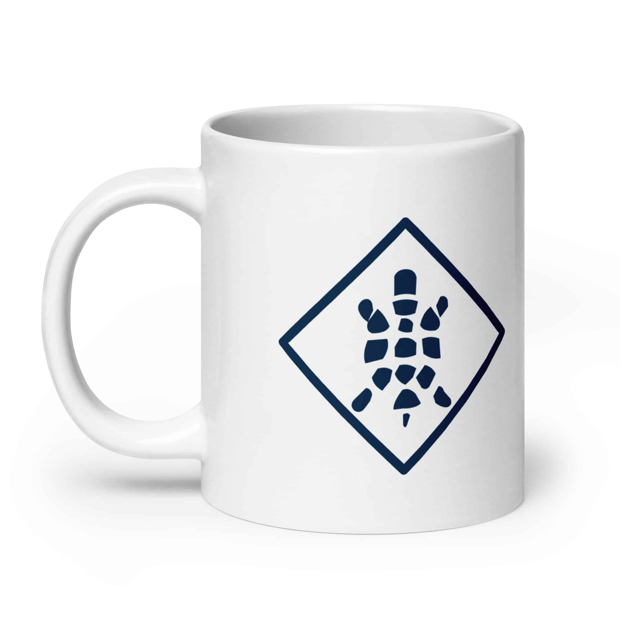 Sheltowee Trace Navy Turtle Diamond White Ceramic Coffee Mug