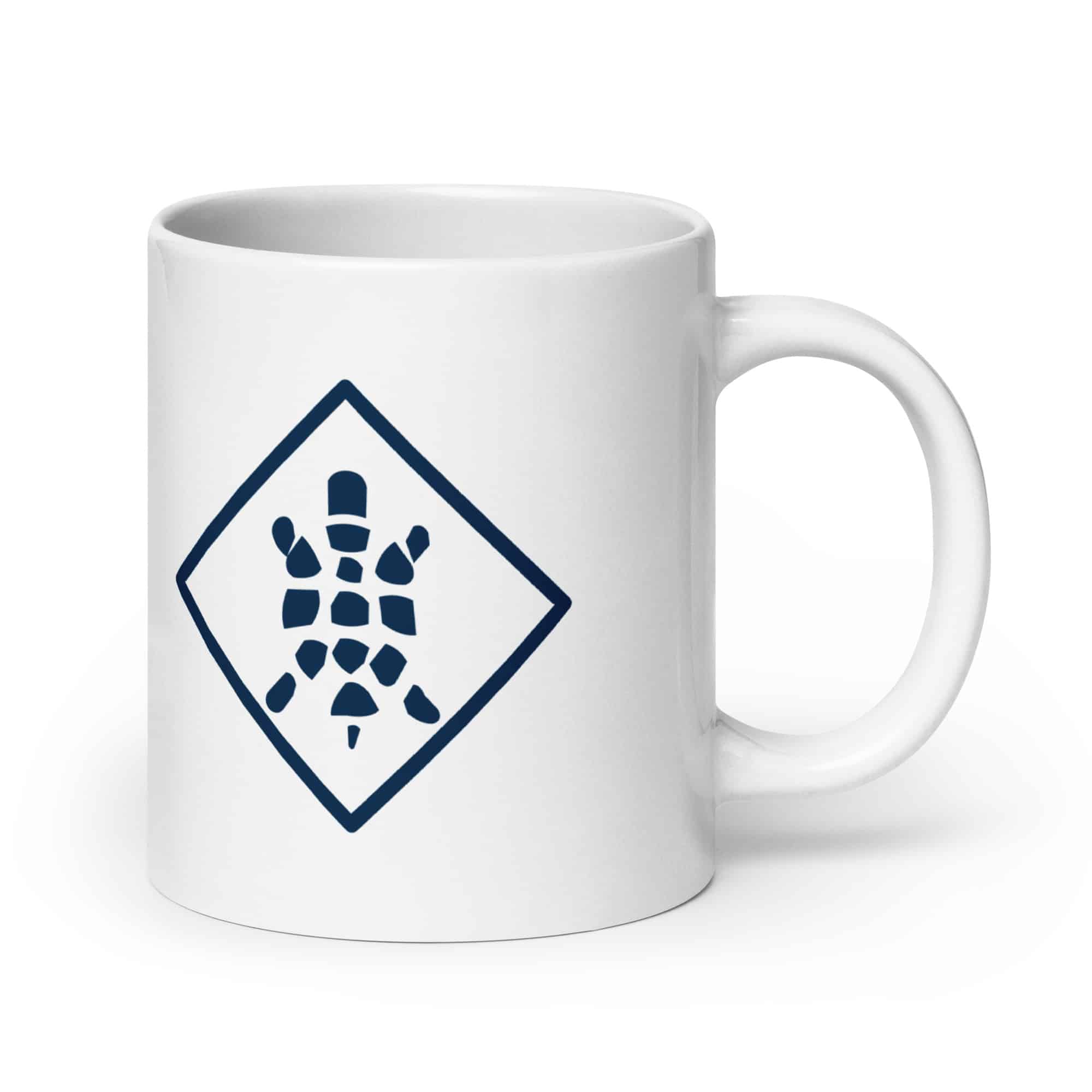 Sheltowee Trace Navy Turtle Diamond White Ceramic Coffee Mug