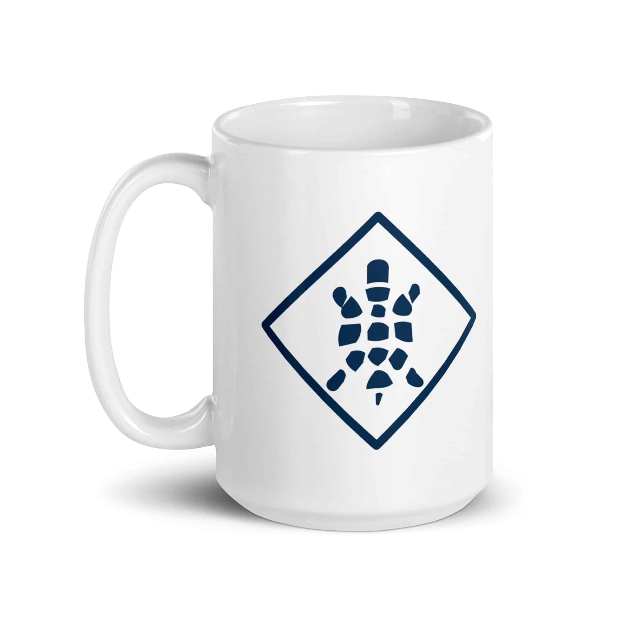 Sheltowee Trace Navy Turtle Diamond White Ceramic Coffee Mug