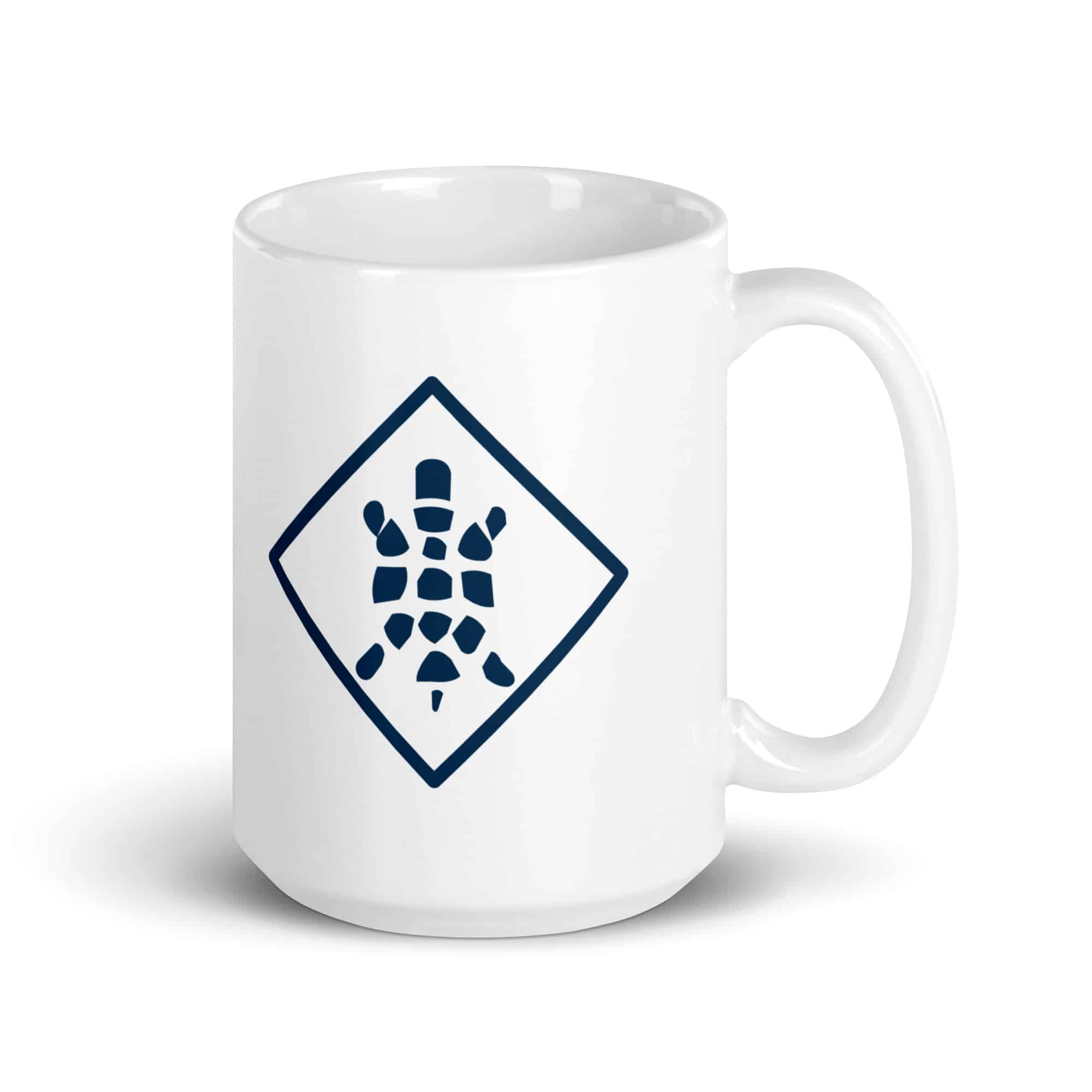 Sheltowee Trace Navy Turtle Diamond White Ceramic Coffee Mug