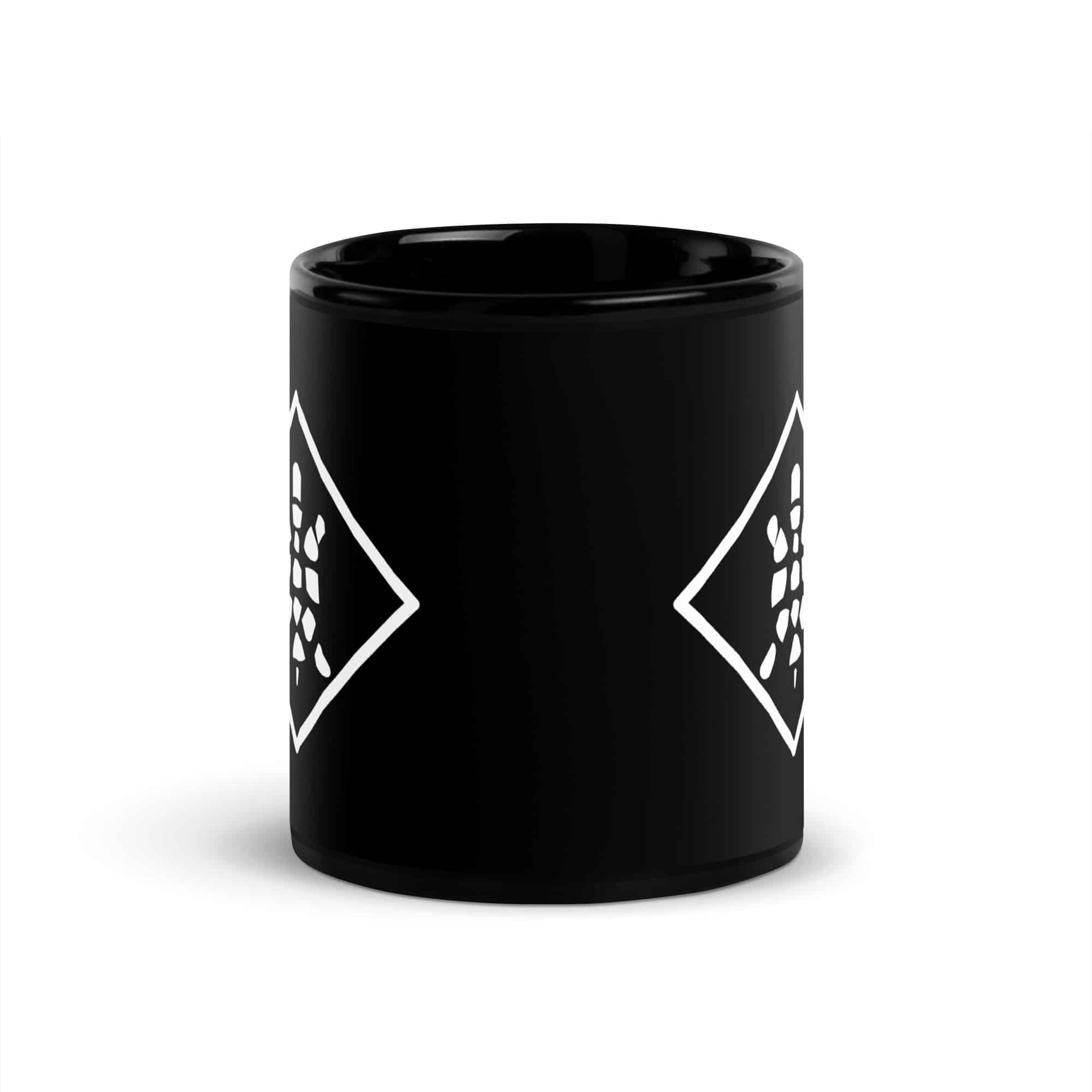 White Sheltowee Inspired Turtle Diamond Black Mug