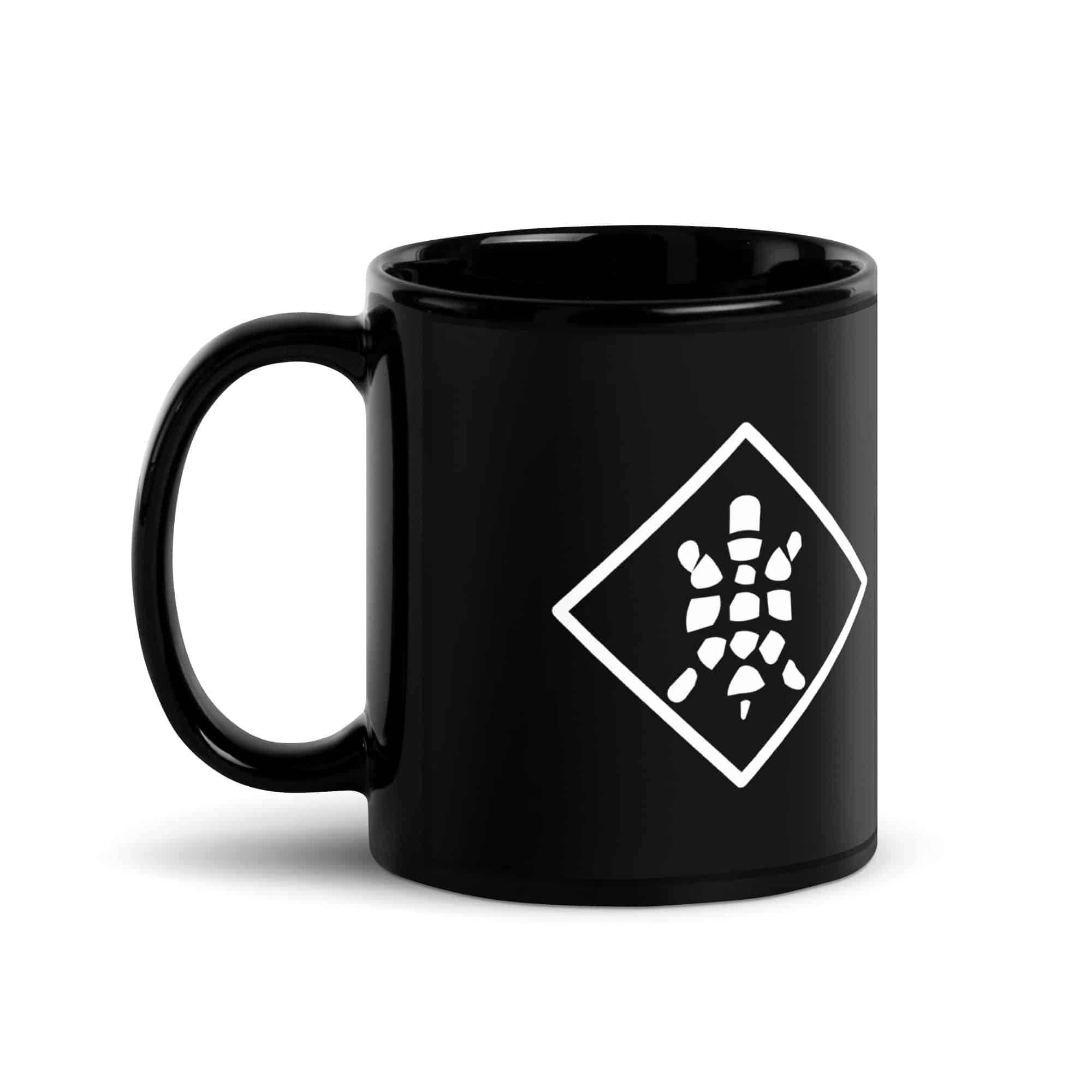 White Sheltowee Inspired Turtle Diamond Black Mug