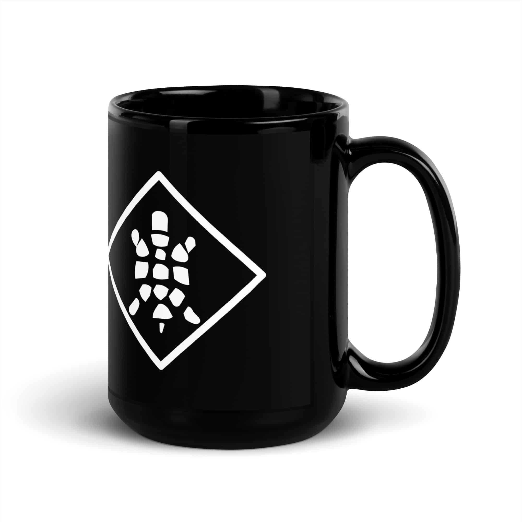White Sheltowee Inspired Turtle Diamond Black Mug