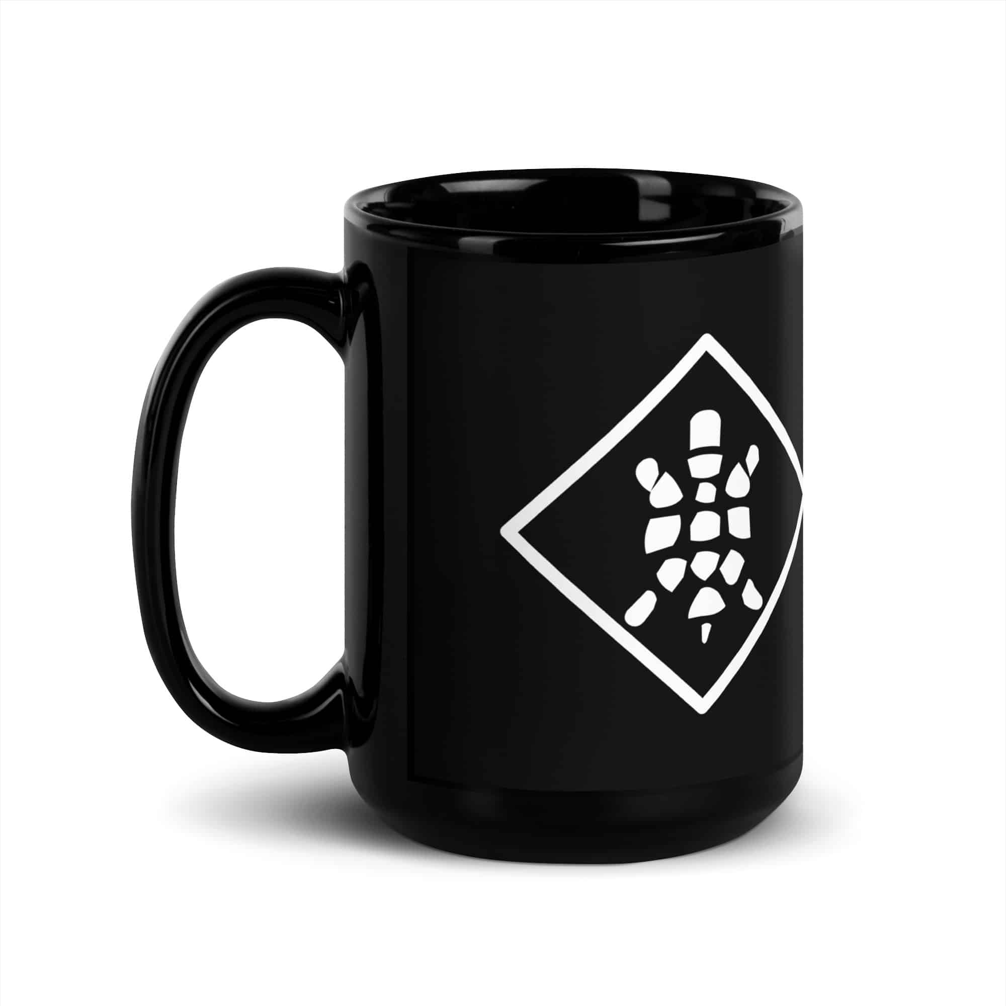 White Sheltowee Inspired Turtle Diamond Black Mug