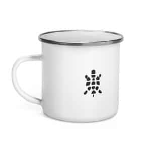 Turtle Icon Black Enamel Camp Mug - 12 oz - Left
